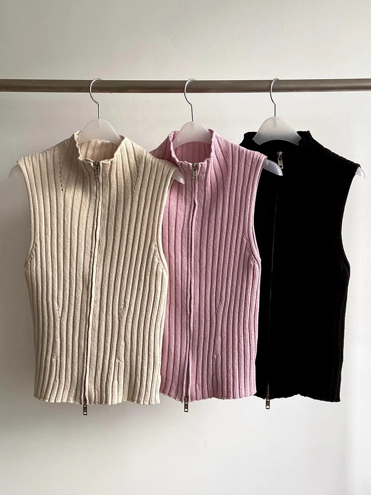 Slim Fit Knitted Vest Women's Summer New Sle Double Zipper Faionable Strip Design Commute Sle Pure Color Casual Wear
Slim Fit Knitted Vest Women's Summer New Sle Double Zipper Faionable Strip Design Commute Sle Pure Color Casual Wear