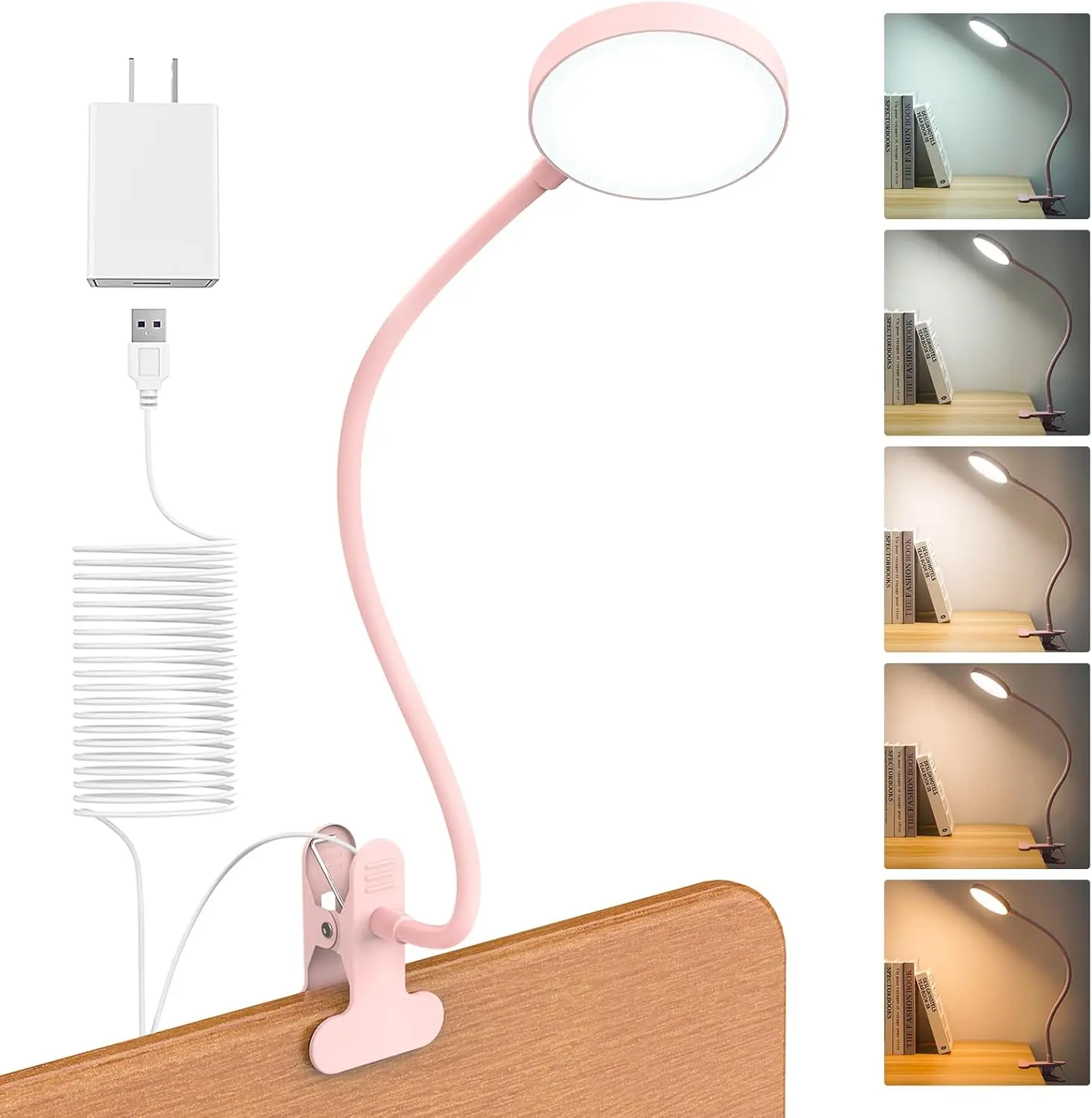 8W 66 LED Clip on Light, 5 Colors 10 Dimming Levels, Eye Caring Metal Reading Lamp for Bed Headboard Home Office (Pink)
8W 66 LED Clip on Light, 5 Colors 10 Dimming Levels, Eye Caring Metal Reading Lamp for Bed Headboard Home Office (Pink)