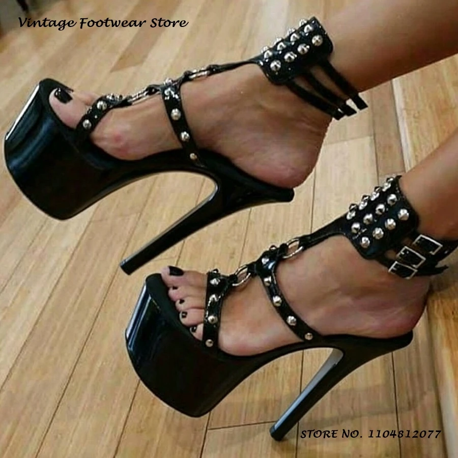 Rivet T-strap Platform Sandals Summer Punk Style Buckle Strap Party Dress Shoes Women's Round Open Toe Thin Heels Stilettos
Rivet T-strap Platform Sandals Summer Punk Style Buckle Strap Party Dress Shoes Women's Round Open Toe Thin Heels Stilettos