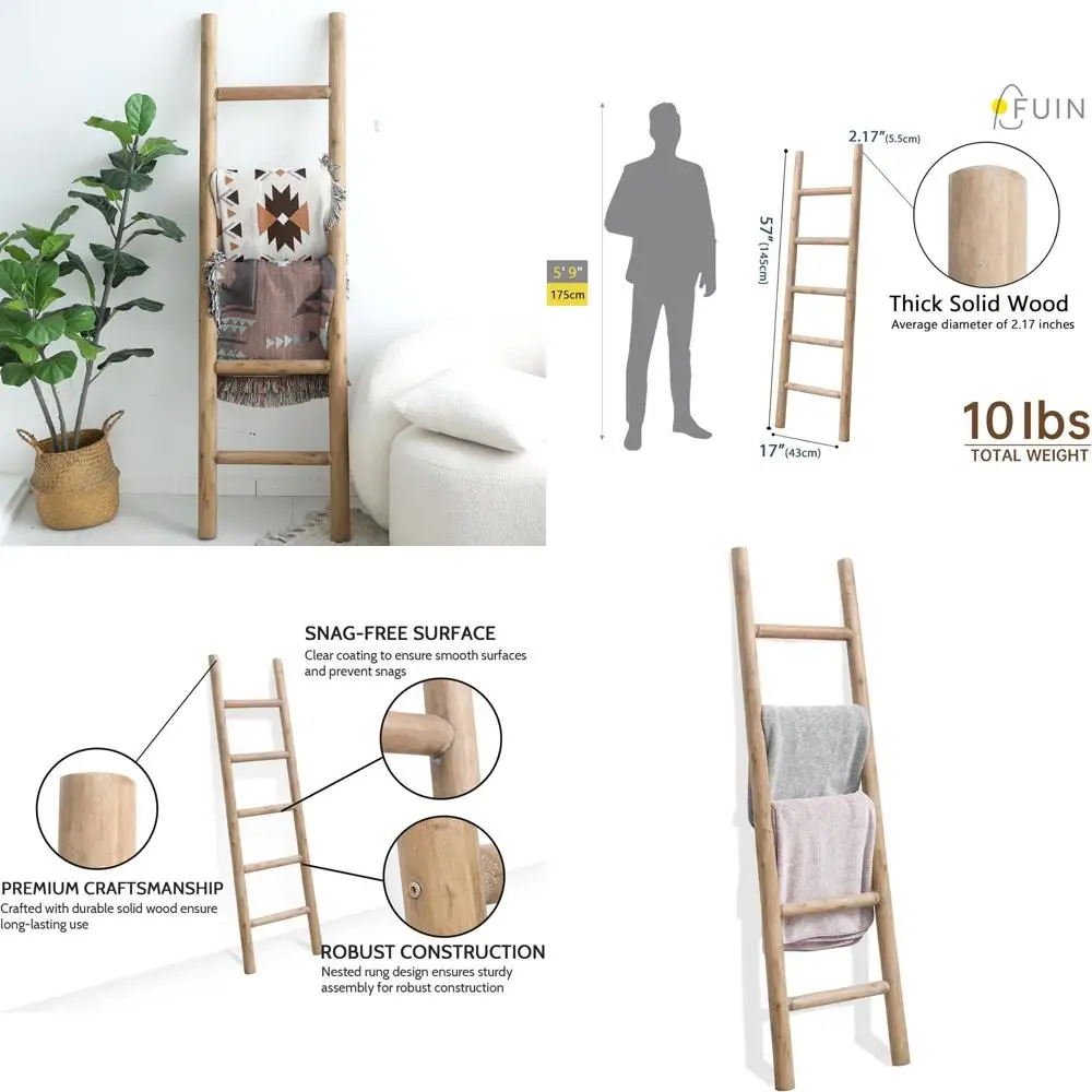 Деревянная лестница-стеллаж в деревенском стиле для демонстрации одеял и полотенец на стене в гостиной и ванной комнате
Деревянная лестница-стеллаж в деревенском стиле для демонстрации одеял и полотенец на стене в гостиной и ванной комнате