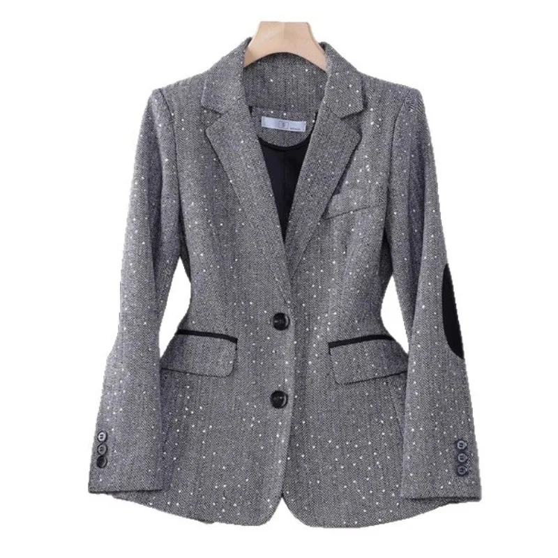 Autumn and Winter New Coat Women's Suit Women's Coat Sequined Korean Version of Qianniao Plaid Women's Small Suit Women Jacket
Autumn and Winter New Coat Women's Suit Women's Coat Sequined Korean Version of Qianniao Plaid Women's Small Suit Women Jacket