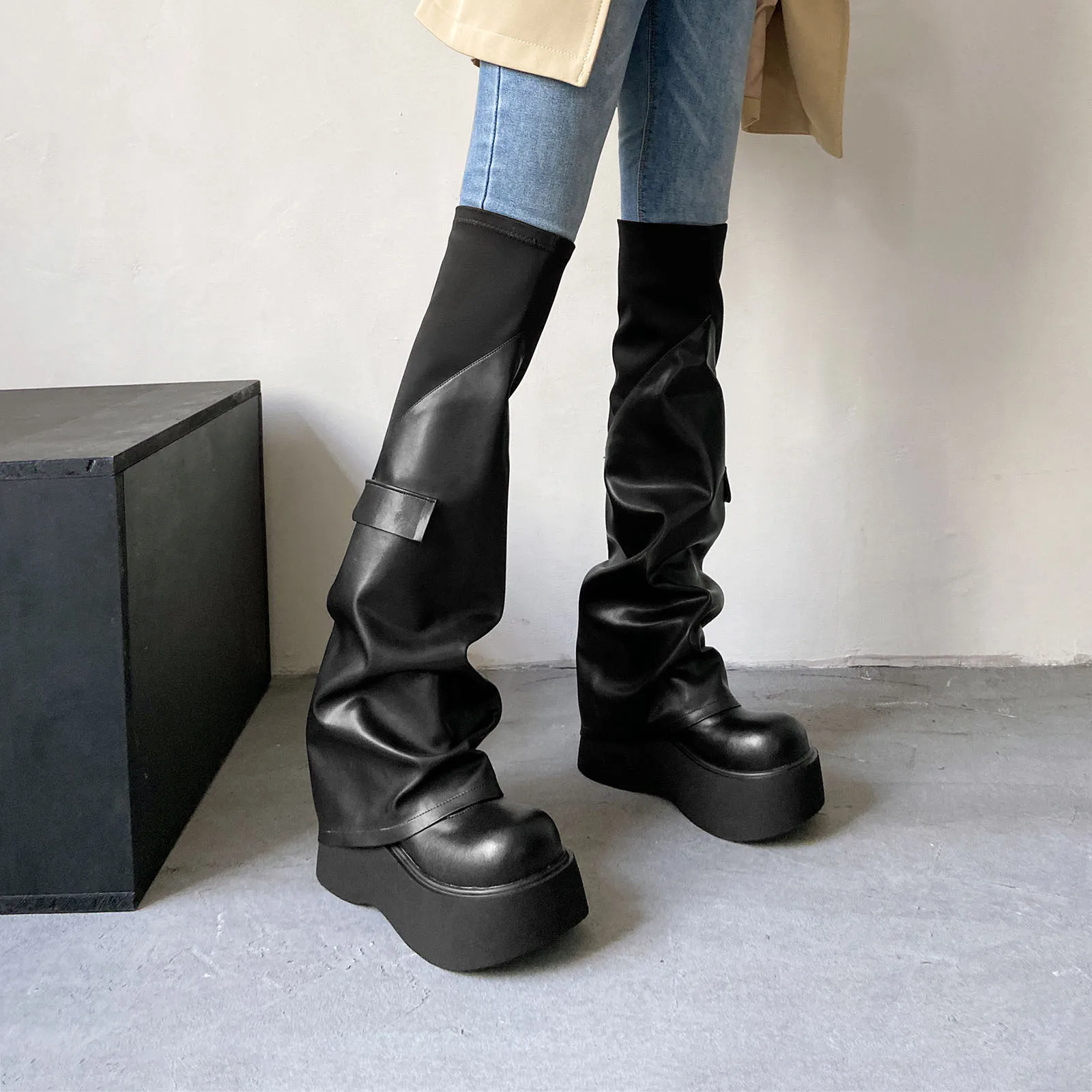 Arden Furtado 2024 Cowhide Wedges Over the knee boots Round toe Turned-over Edge Pull-on High-heeled Modern boots Women's Boots
Arden Furtado 2024 Cowhide Wedges Over the knee boots Round toe Turned-over Edge Pull-on High-heeled Modern boots Women's Boots