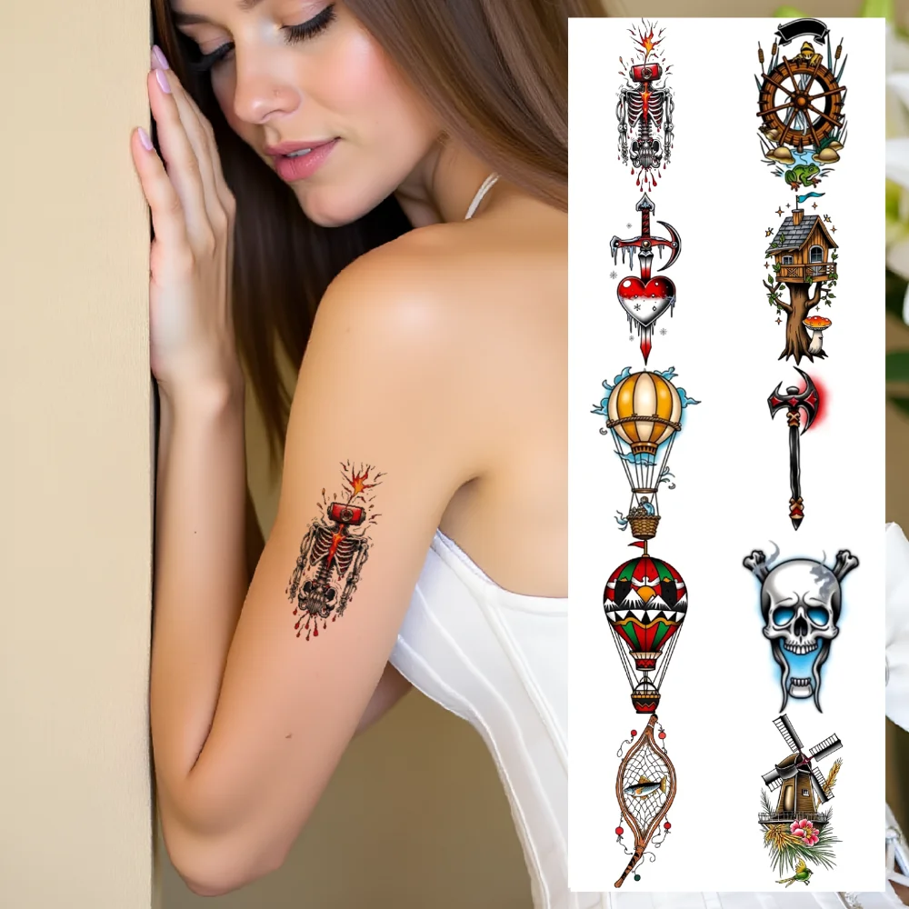 28pcs Temporary Tattoo New School Traditional Blue Lantern Castle Heart With Flames For Adults Women Men
28pcs Temporary Tattoo New School Traditional Blue Lantern Castle Heart With Flames For Adults Women Men