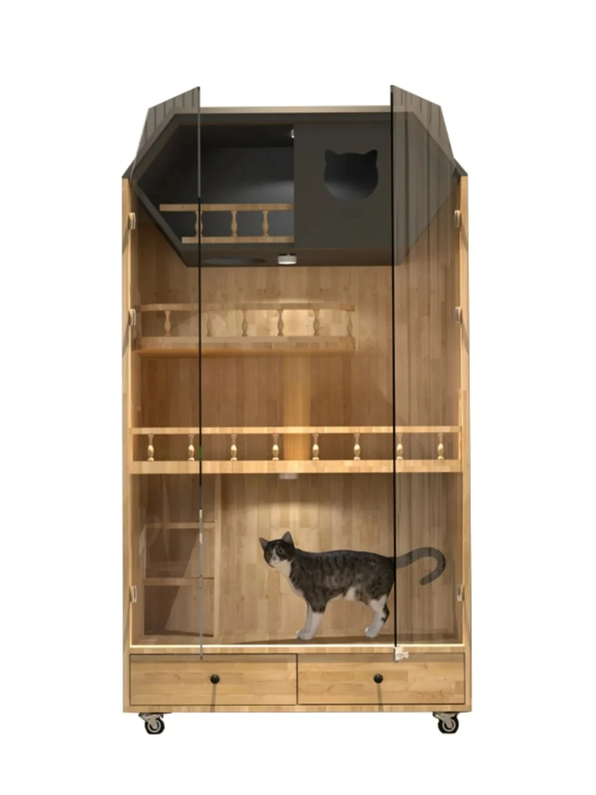 Простая трехслойная клетка для кошек из цельного дерева, роскошная бытовая клетка с унитазом
Простая трехслойная клетка для кошек из цельного дерева, роскошная бытовая клетка с унитазом