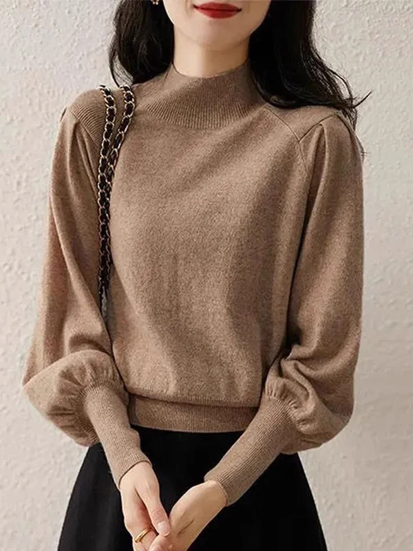 Loose Women's Knitted Sweater Lantern Sve High Collar Base irt Top Autumn Winter Commute Sle Regular Fit Color
Loose Women's Knitted Sweater Lantern Sve High Collar Base irt Top Autumn Winter Commute Sle Regular Fit Color
