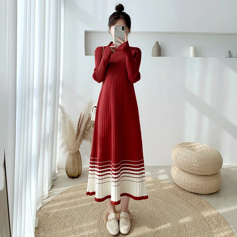 New Women Autumn Winter Sweater Dress Fashion Half High Collar Long Sleeve Knitted Dress Elegant High Waist Long Sweater
New Women Autumn Winter Sweater Dress Fashion Half High Collar Long Sleeve Knitted Dress Elegant High Waist Long Sweater