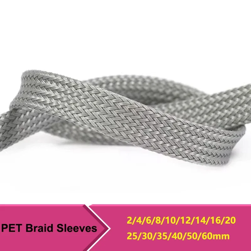 1~50m Grey PET Braid Sleeve 2~60mm High Density Snake Skin Cable Wrap Sheath Braid For Wires
1~50m Grey PET Braid Sleeve 2~60mm High Density Snake Skin Cable Wrap Sheath Braid For Wires