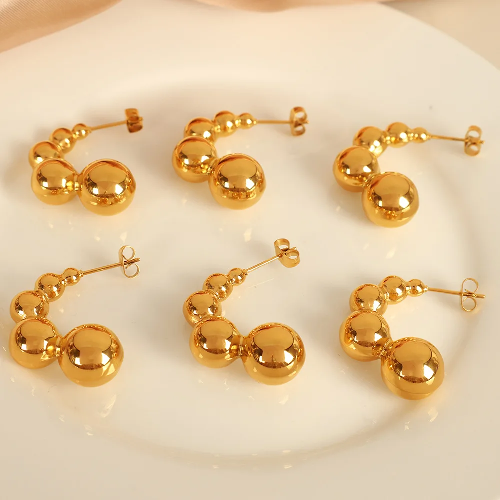 Fashionable Women'S Pea-Shaped Earrings Gold Stainless Steel Wedding Fashion Jewelry Girls Gift
Fashionable Women'S Pea-Shaped Earrings Gold Stainless Steel Wedding Fashion Jewelry Girls Gift