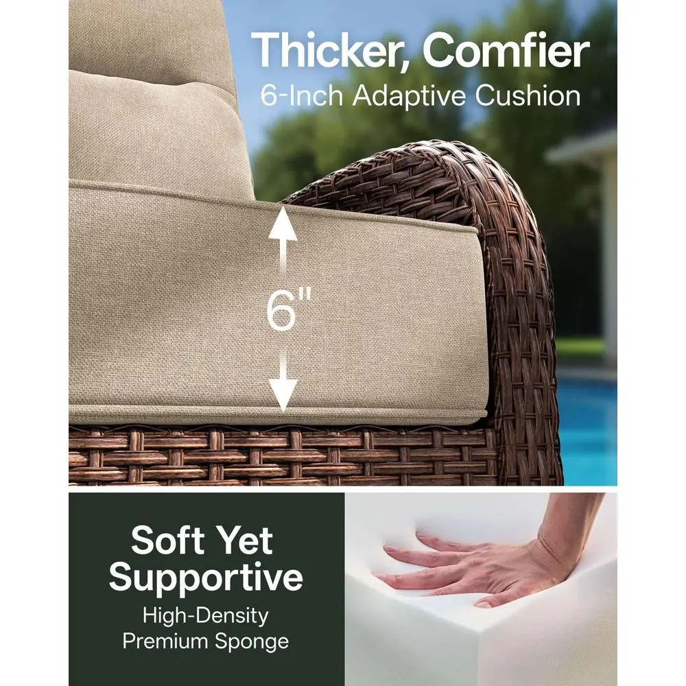 Wicker Patio Furniture Set with 6 Thick Cushions, WeatherResistant High Back Fixed Arm Chairs, SeniorFriendly Conversation Set
Wicker Patio Furniture Set with 6 Thick Cushions, WeatherResistant High Back Fixed Arm Chairs, SeniorFriendly Conversation Set