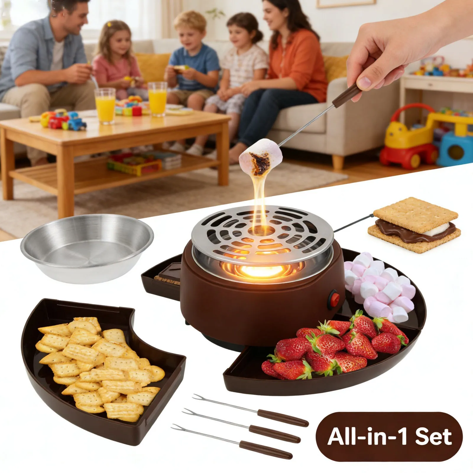 Электрическая машина для приготовления Smores, настольная, с 4 съемными подносами и 4 вилками, беспламенная электрическая жаровня для зефира для ночи кино
Электрическая машина для приготовления Smores, настольная, с 4 съемными подносами и 4 вилками, беспламенная электрическая жаровня для зефира для ночи кино