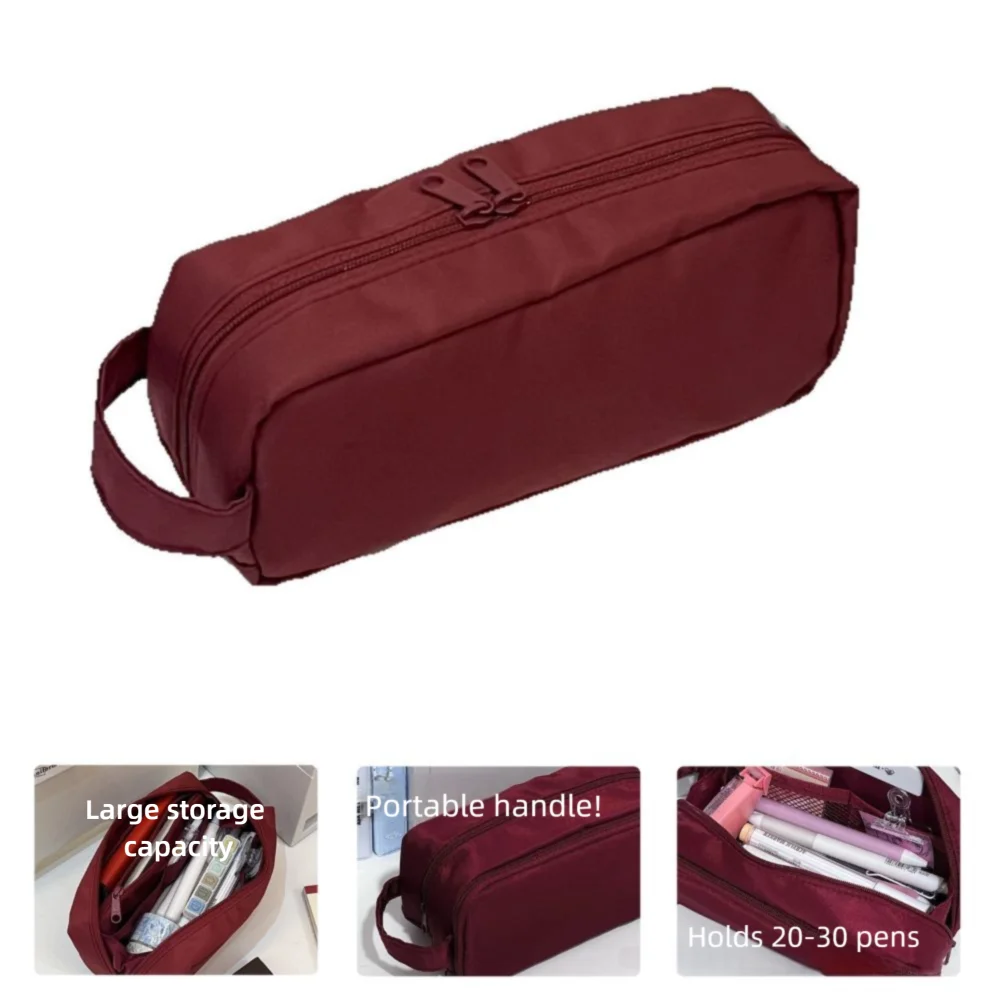 INS Wine Red Pencil Bag Double Layer Japanese Student Pencil Case Large-Capacity Retro Stationery Bag Student Gift
INS Wine Red Pencil Bag Double Layer Japanese Student Pencil Case Large-Capacity Retro Stationery Bag Student Gift