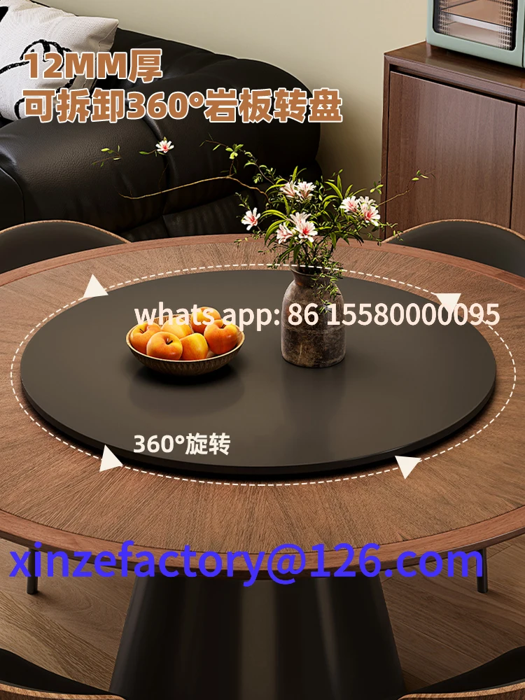 Customizable wood grain rock slab small household round dining table and chairs 
Customizable wood grain rock slab small household round dining table and chairs