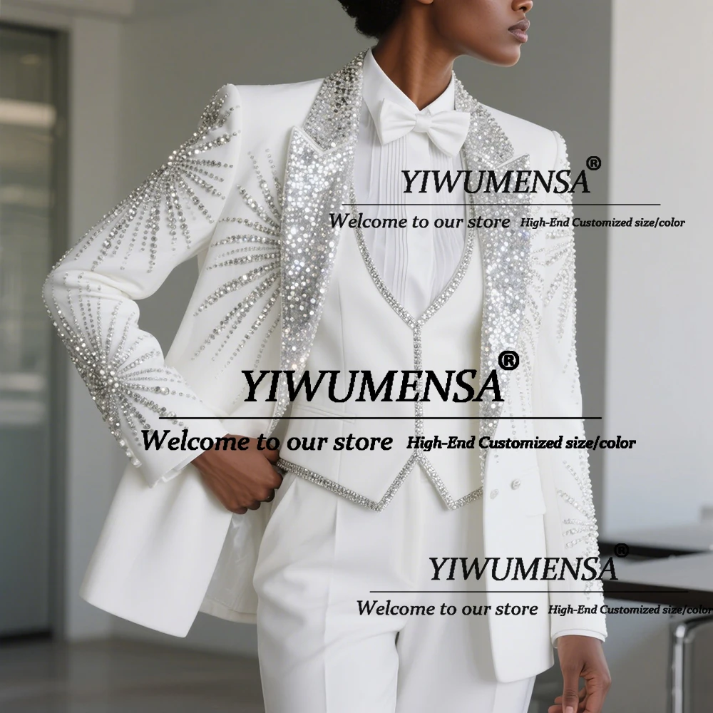 Sparkling Beaded Crystals Women Suits 3 Pieces Sets Sequins Lapel Party Blazers Customized Mother Of The Bride Dress Lady Gowns
Sparkling Beaded Crystals Women Suits 3 Pieces Sets Sequins Lapel Party Blazers Customized Mother Of The Bride Dress Lady Gowns