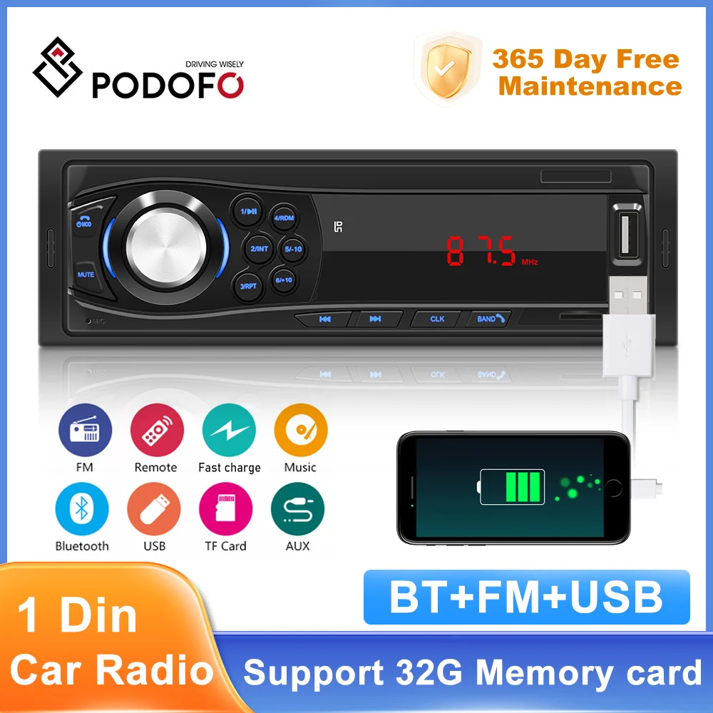 Podofo 1din Автомобильный радио MP3 Мультимедийный плеер Цифровой Bluetooth FM Музыка Стерео DC 12 В 1Din Автомобильный стереоприемник SD/USB/TF/AUX-IN
Podofo 1din Автомобильный радио MP3 Мультимедийный плеер Цифровой Bluetooth FM Музыка Стерео DC 12 В 1Din Автомобильный стереоприемник SD/USB/TF/AUX-IN