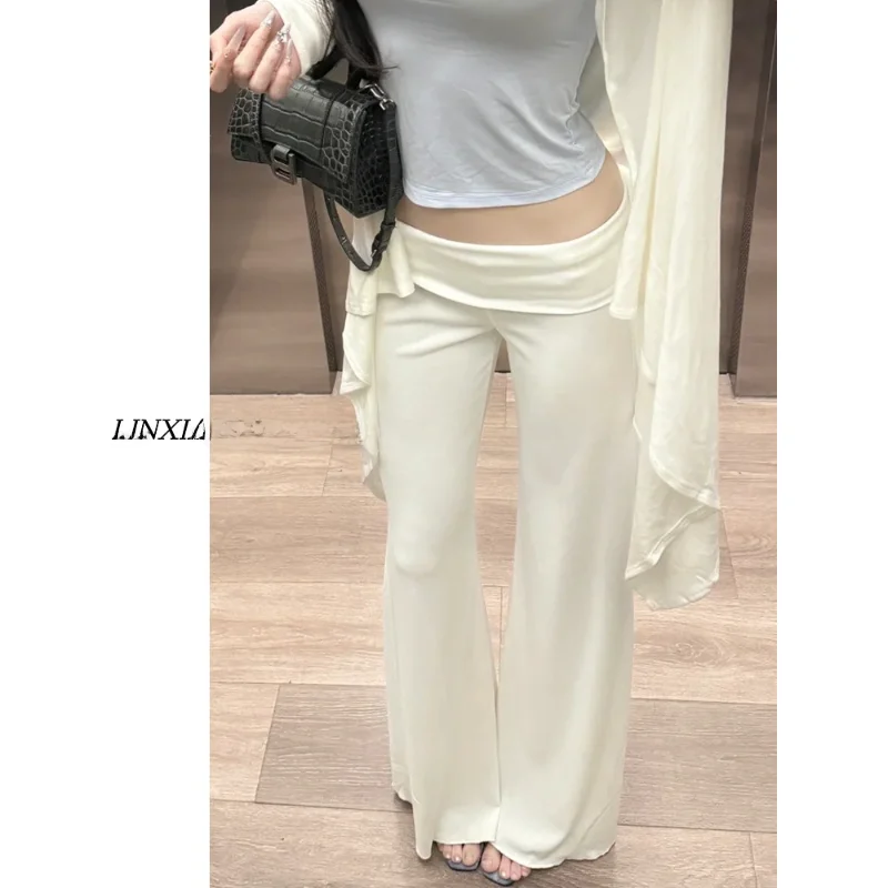 Белые женские повседневные брюки-клеш с эффектом похудения, универсальные, струящиеся, в пол, осень 2025, новинка, с завышенной талией
Белые женские повседневные брюки-клеш с эффектом похудения, универсальные, струящиеся, в пол, осень 2025, новинка, с завышенной талией