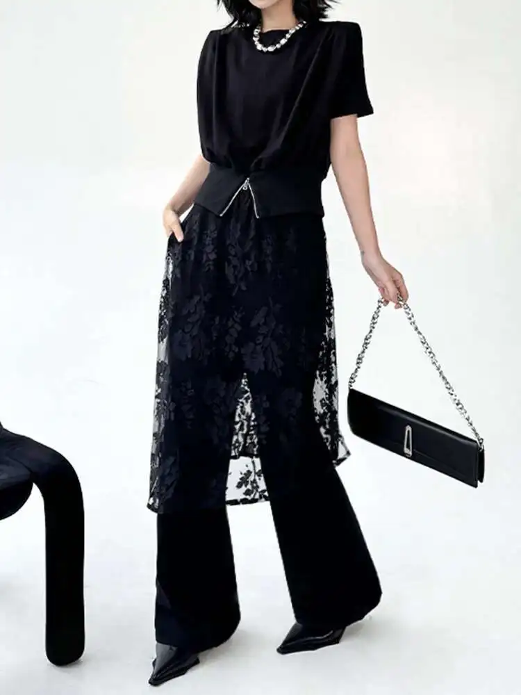 High Elastic Waist Black Lace Irregular Long Wide Leg Pants New Trousers Women Fashion Tide Spring Autumn
High Elastic Waist Black Lace Irregular Long Wide Leg Pants New Trousers Women Fashion Tide Spring Autumn