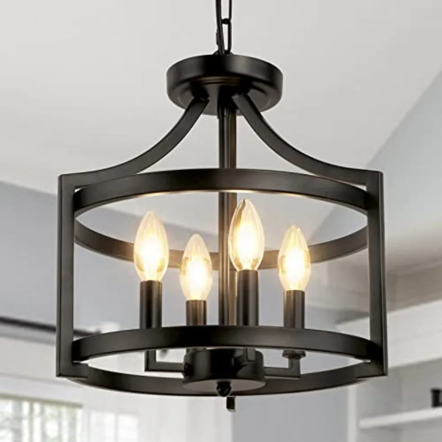 4-Light Black Semi Flush Mount Ceiling Light Fixture, Convertible Hanging Pendant Lighting, Kitchen Foyer Lighting Fixtures Mod
4-Light Black Semi Flush Mount Ceiling Light Fixture, Convertible Hanging Pendant Lighting, Kitchen Foyer Lighting Fixtures Mod