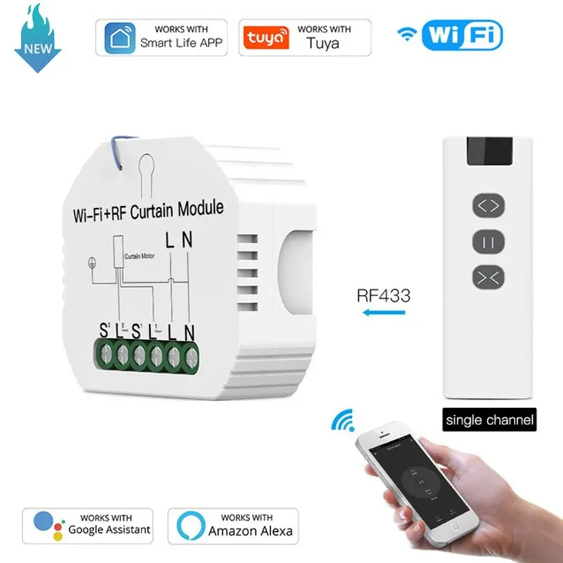 WiFi RF 433 Blinds Curtain Switch With Remote For Electric Roller Shutter Sunscreen Tuya Smart Life Google Home Alexa Smart Home
WiFi RF 433 Blinds Curtain Switch With Remote For Electric Roller Shutter Sunscreen Tuya Smart Life Google Home Alexa Smart Home