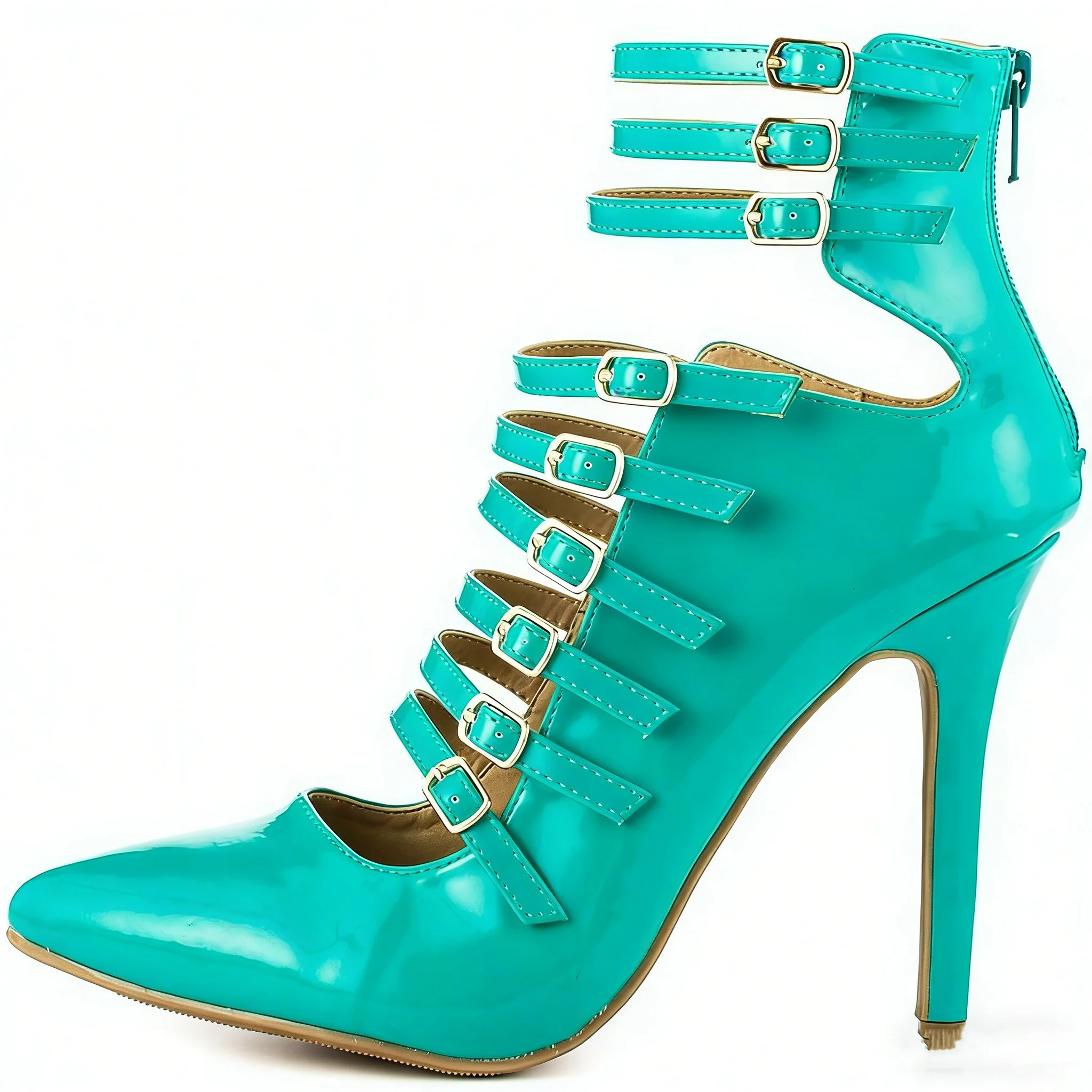 Patchwork Romen Style Belt Buckle Pointed Toe Ankle Women Sandals Stiletto High Heels Back Zipper Design Large Size Shoes
Patchwork Romen Style Belt Buckle Pointed Toe Ankle Women Sandals Stiletto High Heels Back Zipper Design Large Size Shoes