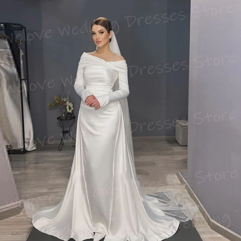 Simple Mermaid Women's Wedding Dresses Off The Shoulder Robe De Mariée Customized Bride Gowns Long Sleeve Vestidos De Novia 2025
Simple Mermaid Women's Wedding Dresses Off The Shoulder Robe De Mariée Customized Bride Gowns Long Sleeve Vestidos De Novia 2025