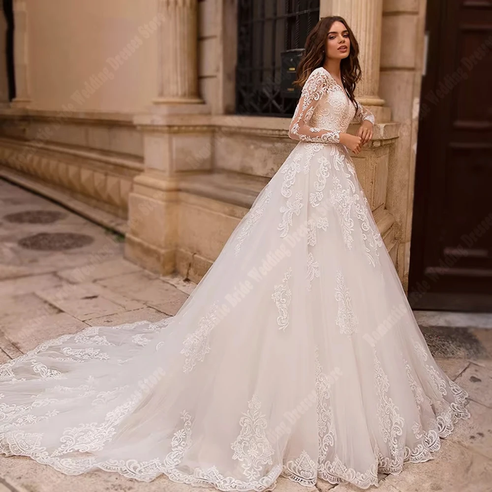Exquisite V-Neck Women Wedding Dresses Lace Applique A-Line Bride Gown Mopping Length Princess Ball Vestidos De Novia Customized 
Exquisite V-Neck Women Wedding Dresses Lace Applique A-Line Bride Gown Mopping Length Princess Ball Vestidos De Novia Customized