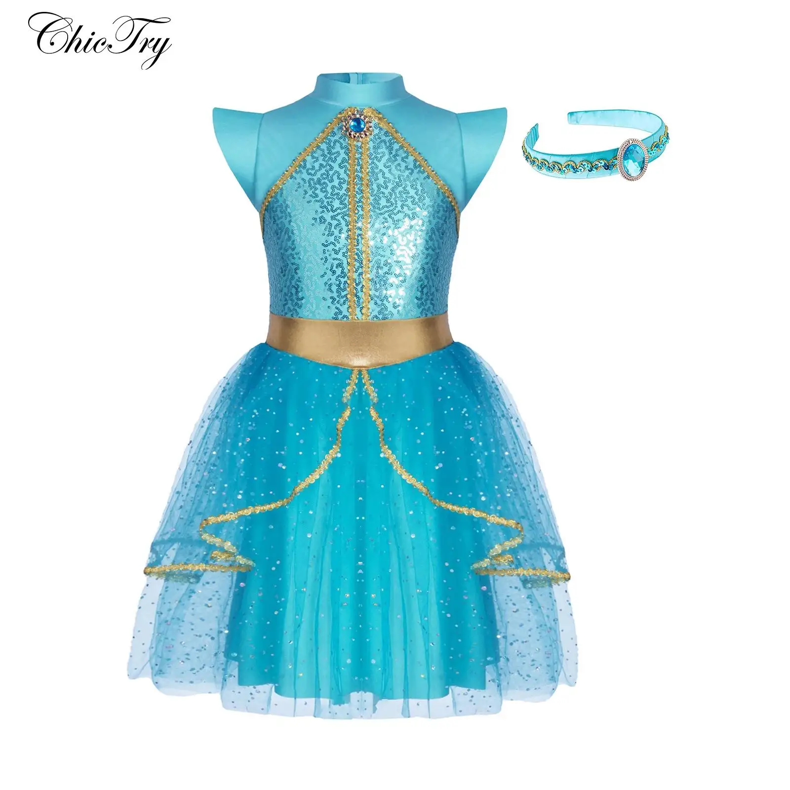 Детский костюм арабской принцессы для девочек, платье для косплея на Хэллоуин, нарядное фатиновое трико со стразами и блестками, юбка без рукавов, повязка на голову 
Детский костюм арабской принцессы для девочек, платье для косплея на Хэллоуин, нарядное фатиновое трико со стразами и блестками, юбка без рукавов, повязка на голову