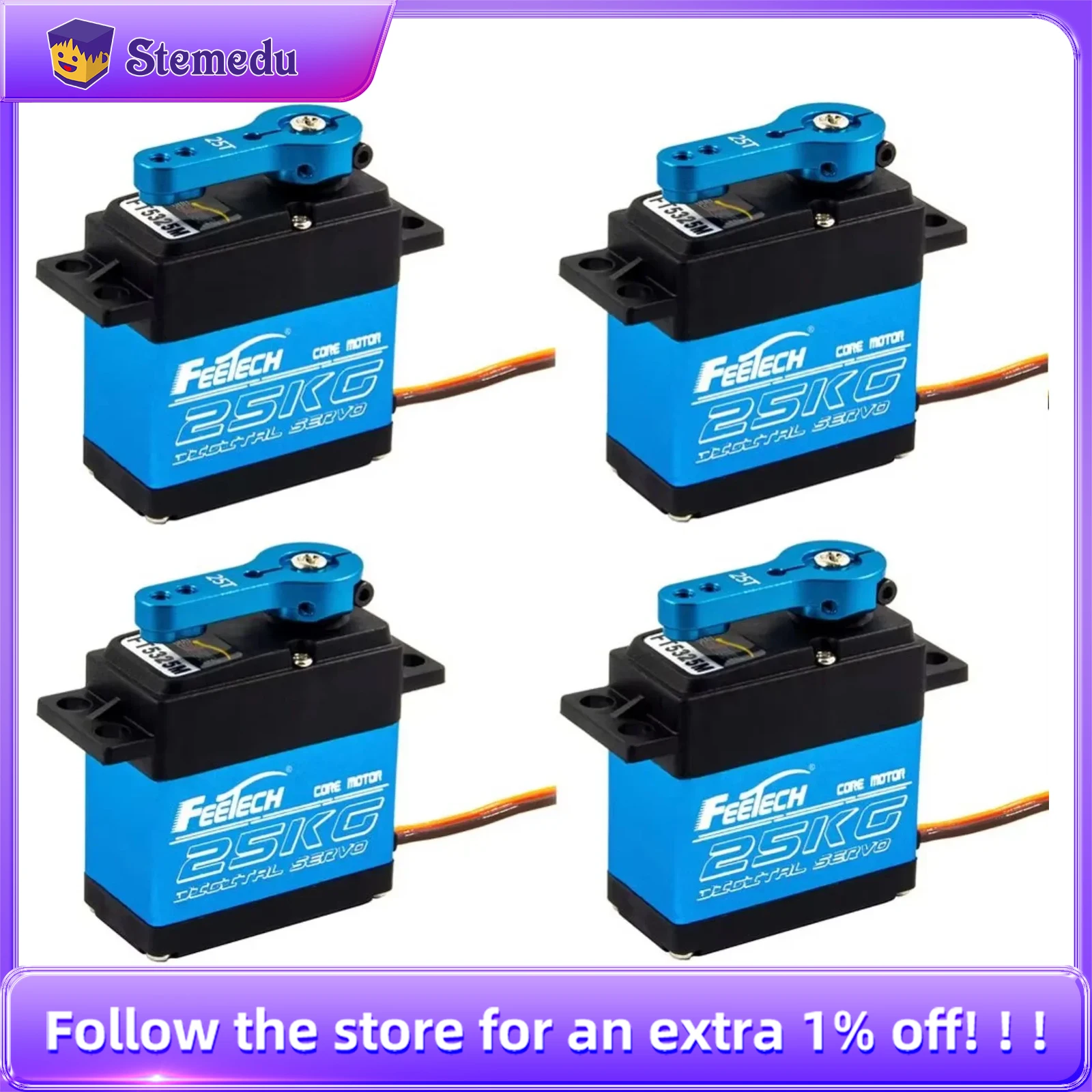 4 Sets Feetech FT5325M 25KG Digital Servo Metal Gear Waterproof Core Motor High Power 25T Arm For 1/8 1/10 RC Car Boat Robot Toy
4 Sets Feetech FT5325M 25KG Digital Servo Metal Gear Waterproof Core Motor High Power 25T Arm For 1/8 1/10 RC Car Boat Robot Toy