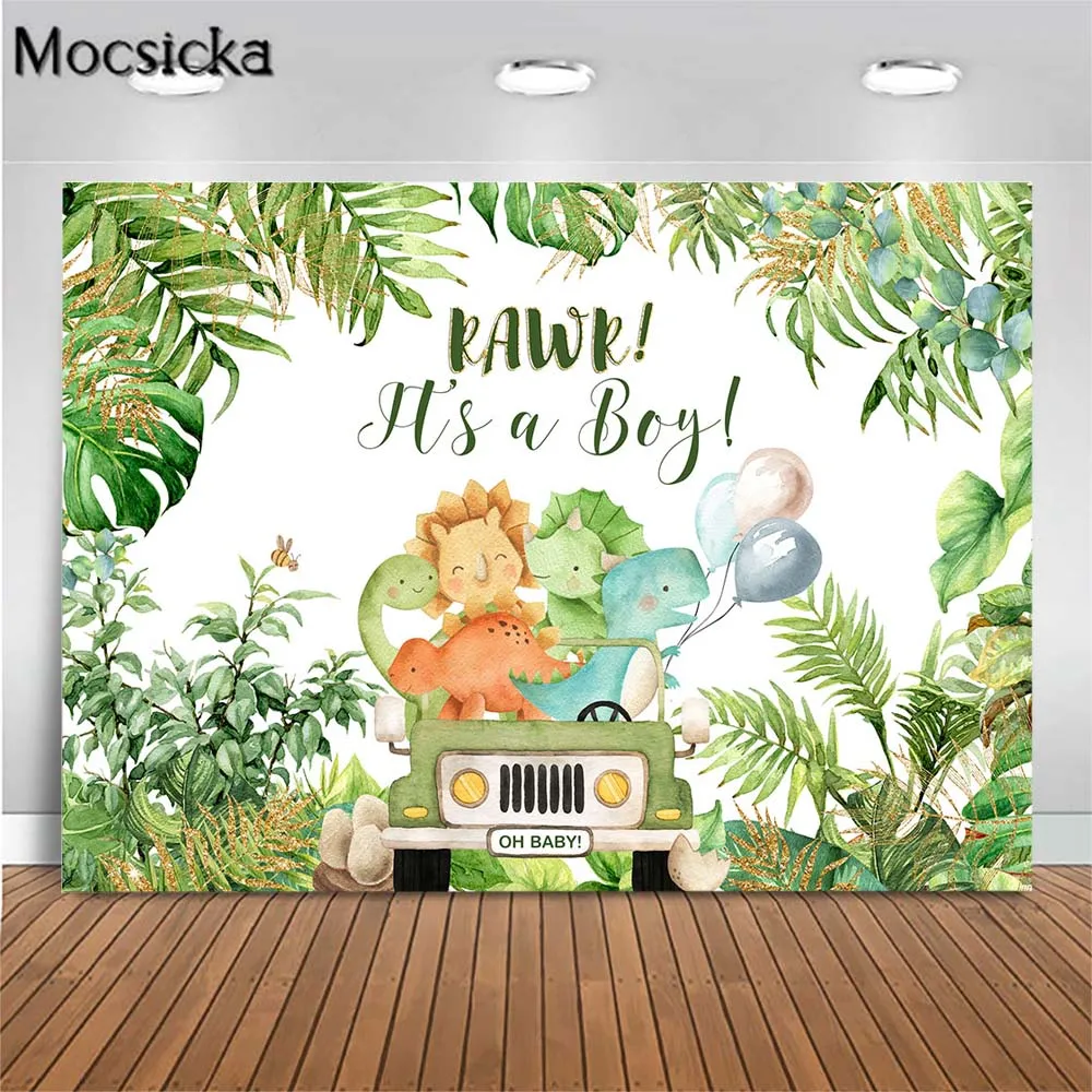 Mocsicka It's a Boy Baby Shower Backdrop Jungle Dinosaur Tropical Forest Leaves Newborn Photography Background Child Party Decor
Mocsicka It's a Boy Baby Shower Backdrop Jungle Dinosaur Tropical Forest Leaves Newborn Photography Background Child Party Decor