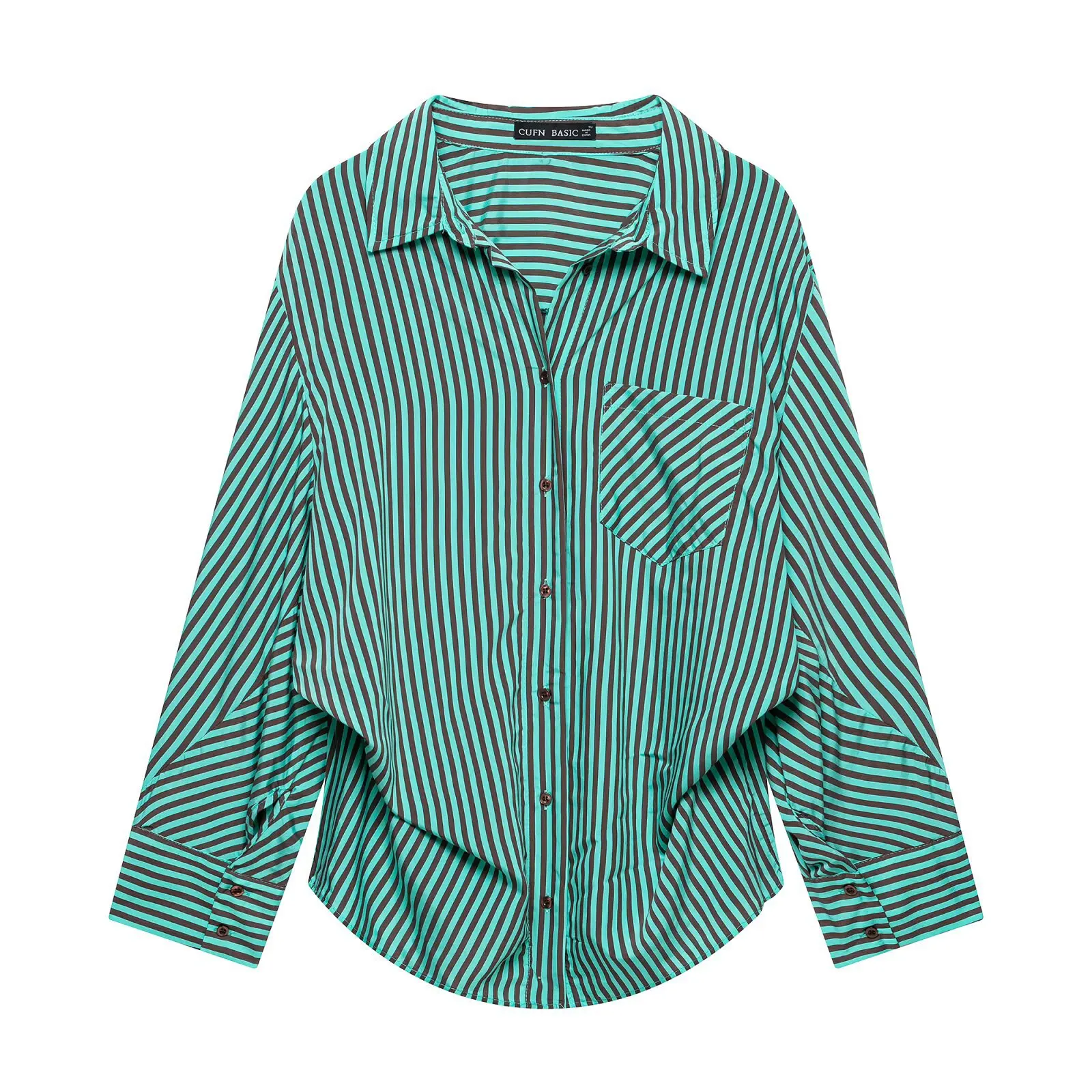 European and American style 2026 summer new hot girl style slim and chic striped long-sleeved lower collar loose shirt for women
European and American style 2026 summer new hot girl style slim and chic striped long-sleeved lower collar loose shirt for women