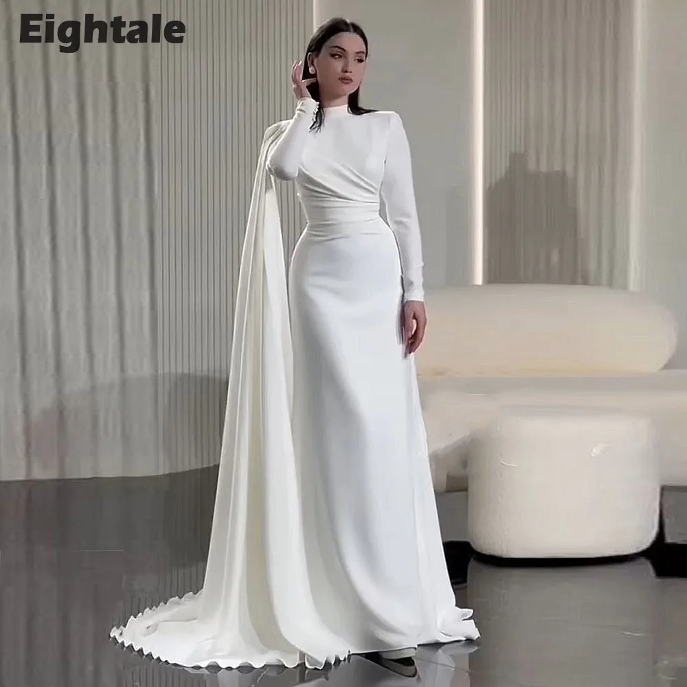 Eightale Arabic Wedding Dress Customized White Ivory Satin High Neck Long Sleeves Mermaid Bridal Gown Vestido De Noiva
Eightale Arabic Wedding Dress Customized White Ivory Satin High Neck Long Sleeves Mermaid Bridal Gown Vestido De Noiva