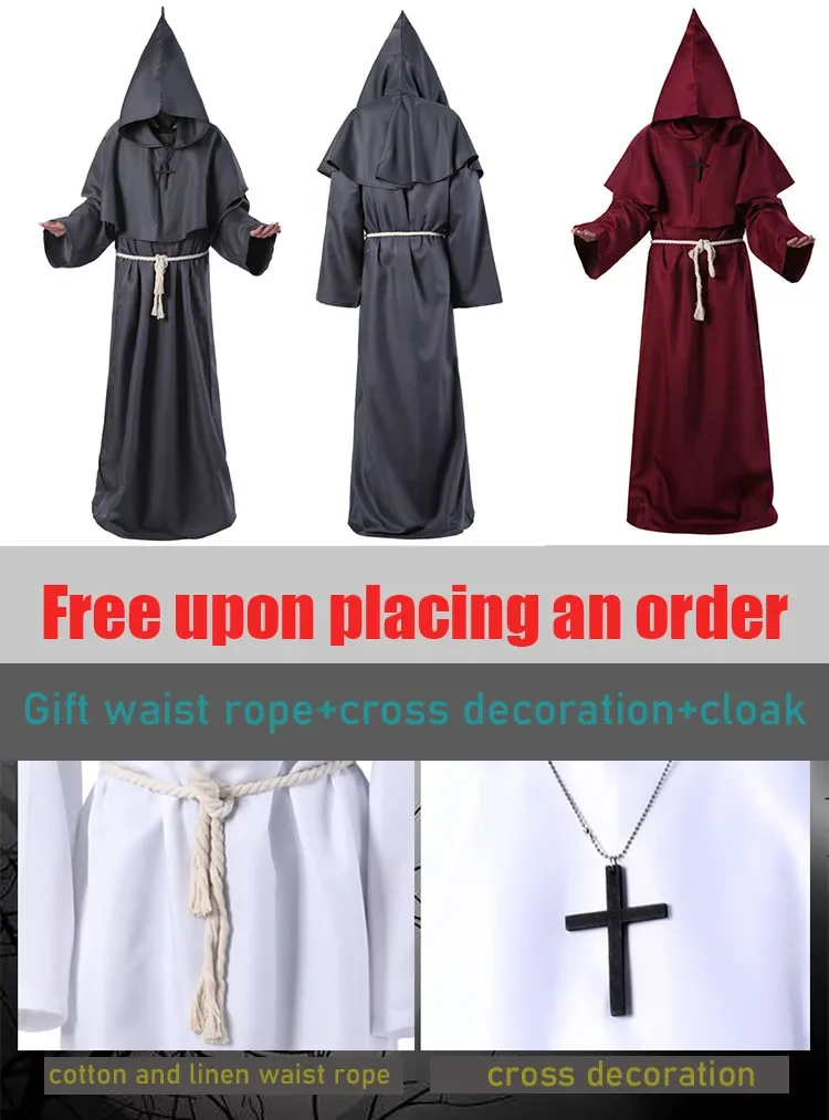 Monk robe,Halloween cosplay costume,Priest costume, Wizard costume, Medieval monk costume,COS costume, stage costume
Monk robe,Halloween cosplay costume,Priest costume, Wizard costume, Medieval monk costume,COS costume, stage costume