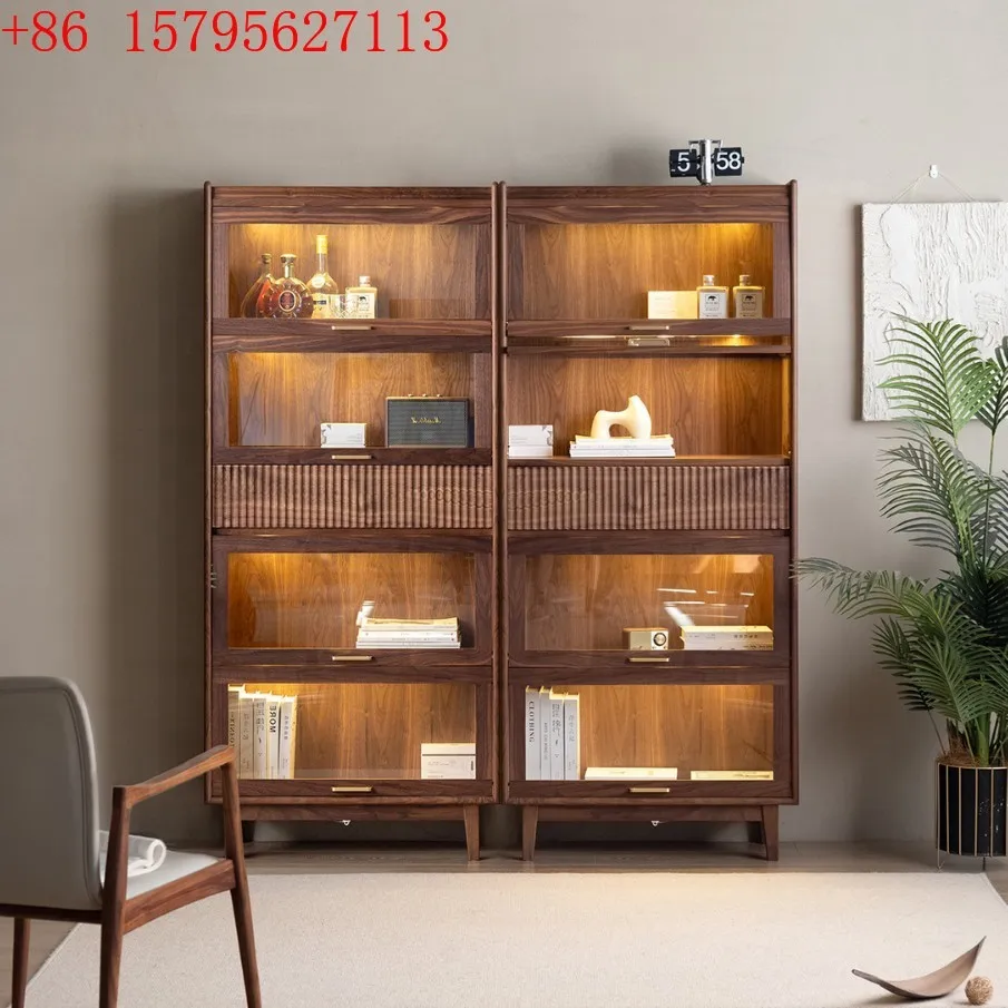 Solid wood bookcase rack, dust-proof glass storage, Lego figure display cabinet
Solid wood bookcase rack, dust-proof glass storage, Lego figure display cabinet