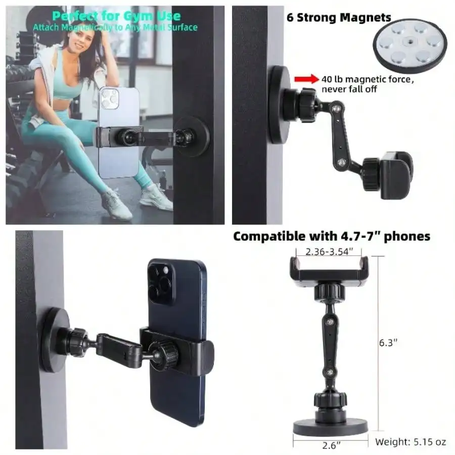 Gym Magnetic Phone Holder Mount Attach To Metal Surface, 360 Rotatable Heavy Duty Magnet Phone Mount Gym Workout Record, Compatible With, All Cell Phone
Gym Magnetic Phone Holder Mount Attach To Metal Surface, 360 Rotatable Heavy Duty Magnet Phone Mount Gym Workout Record, Compatible With, All Cell Phone