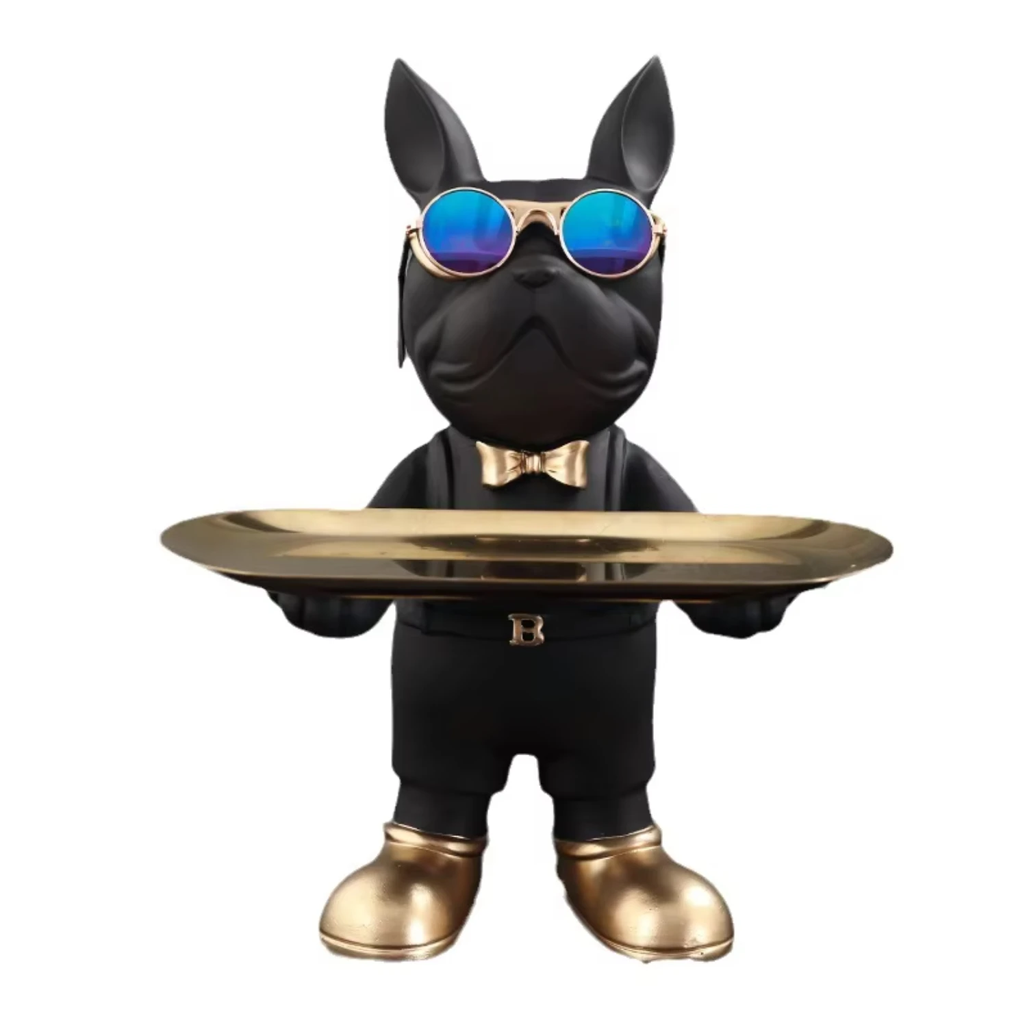 Modern black bulldog tray resin decoration candy key holder for study porch room
Modern black bulldog tray resin decoration candy key holder for study porch room