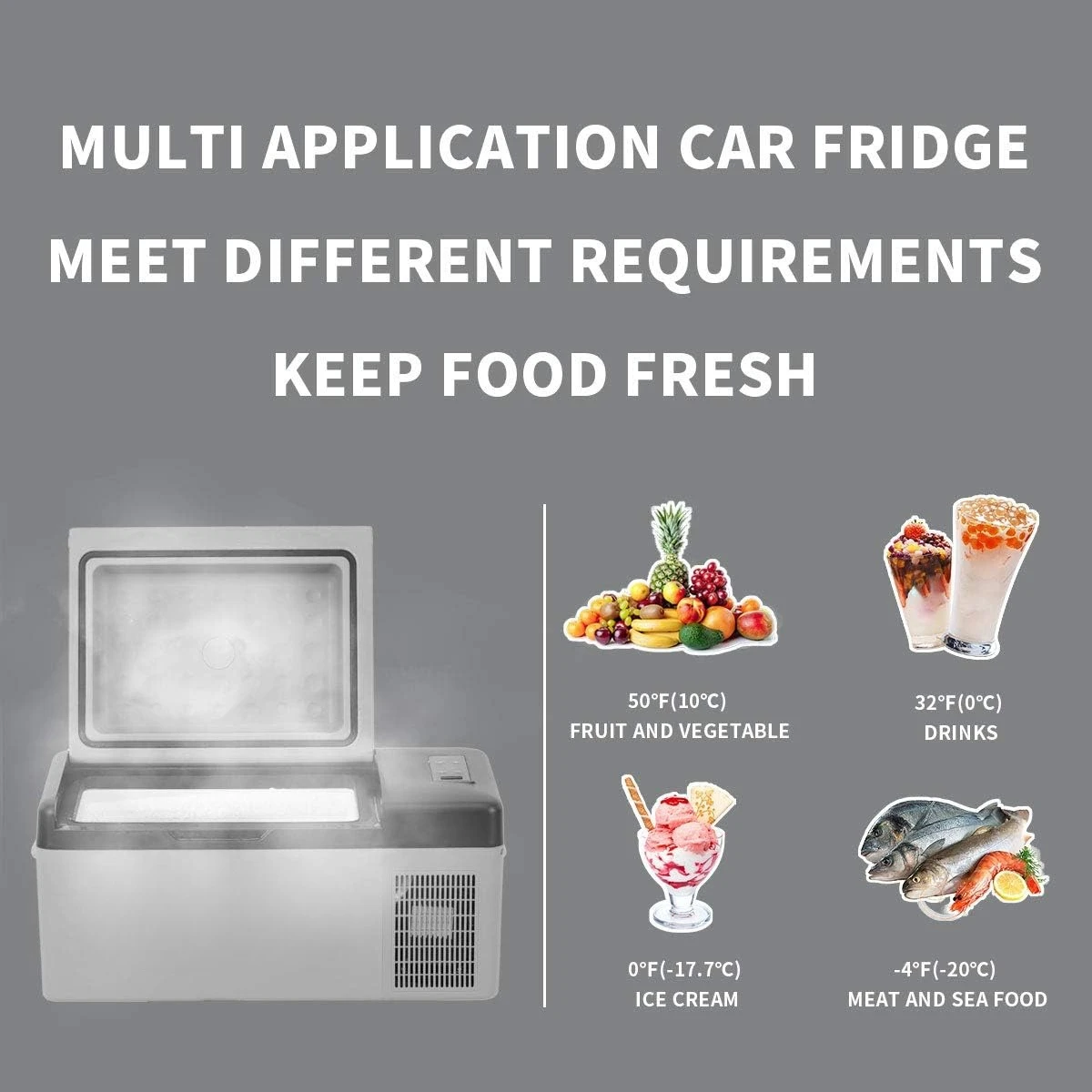 C20 portable compressor fridge freezer 21Quart(20Liter) for car and home - 12V/24V DC and 110V AC
C20 portable compressor fridge freezer 21Quart(20Liter) for car and home - 12V/24V DC and 110V AC