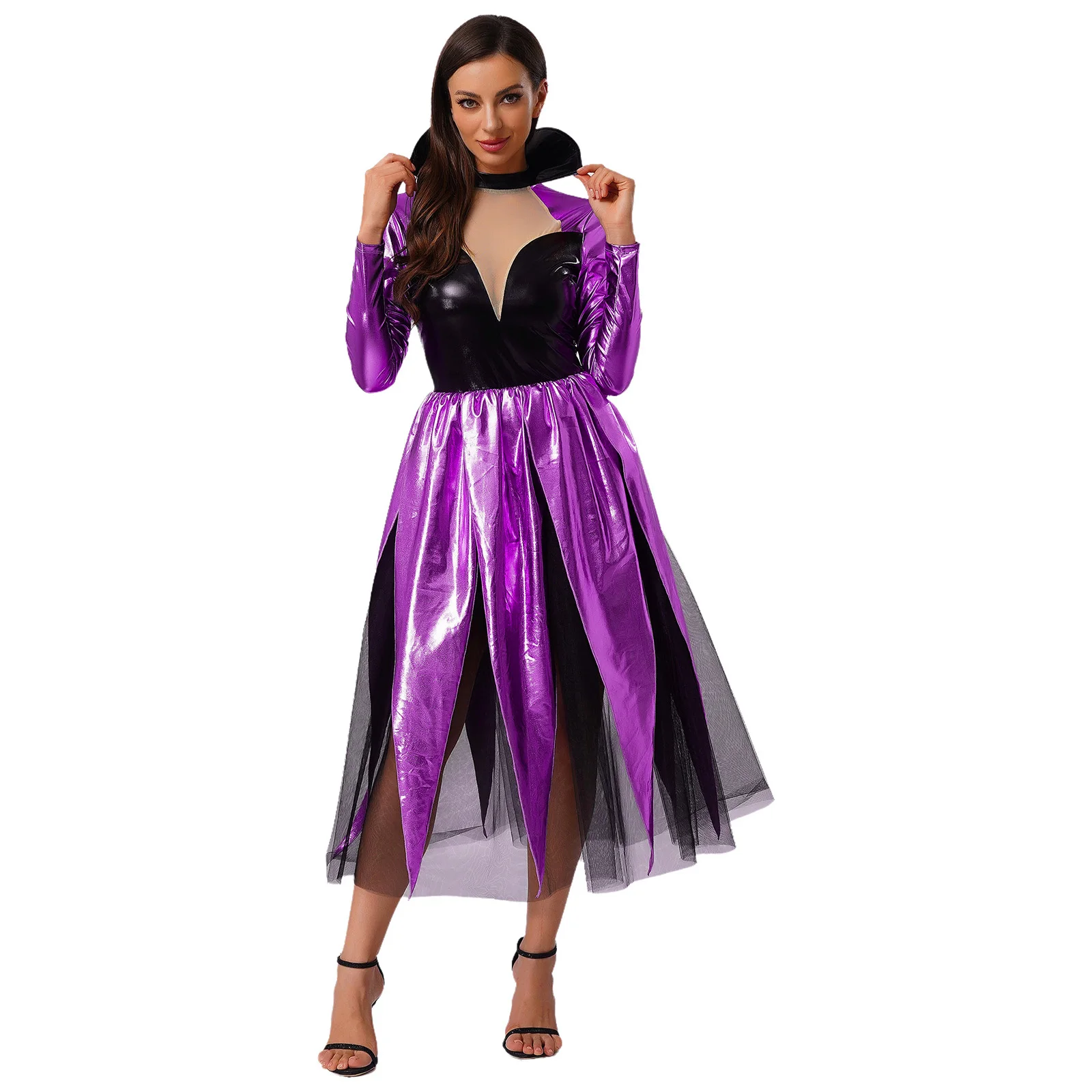 Women Mermaid Octopus Ursulas Sea Witch Cosplay Costume Halloween Carnival Party Dress Up Metallic Shiny Long Sleeve Tulle Dress
Women Mermaid Octopus Ursulas Sea Witch Cosplay Costume Halloween Carnival Party Dress Up Metallic Shiny Long Sleeve Tulle Dress