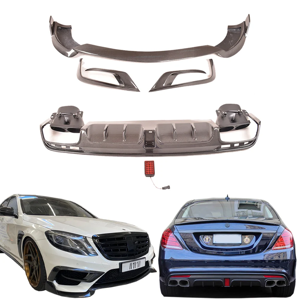 For S Class W222 Genuine S63 S65 B700 Style Body Kit 2014Y~2017Y Carbon Fiber Front Lip Fog Light Covers Rear Diffuser with Tips
For S Class W222 Genuine S63 S65 B700 Style Body Kit 2014Y~2017Y Carbon Fiber Front Lip Fog Light Covers Rear Diffuser with Tips