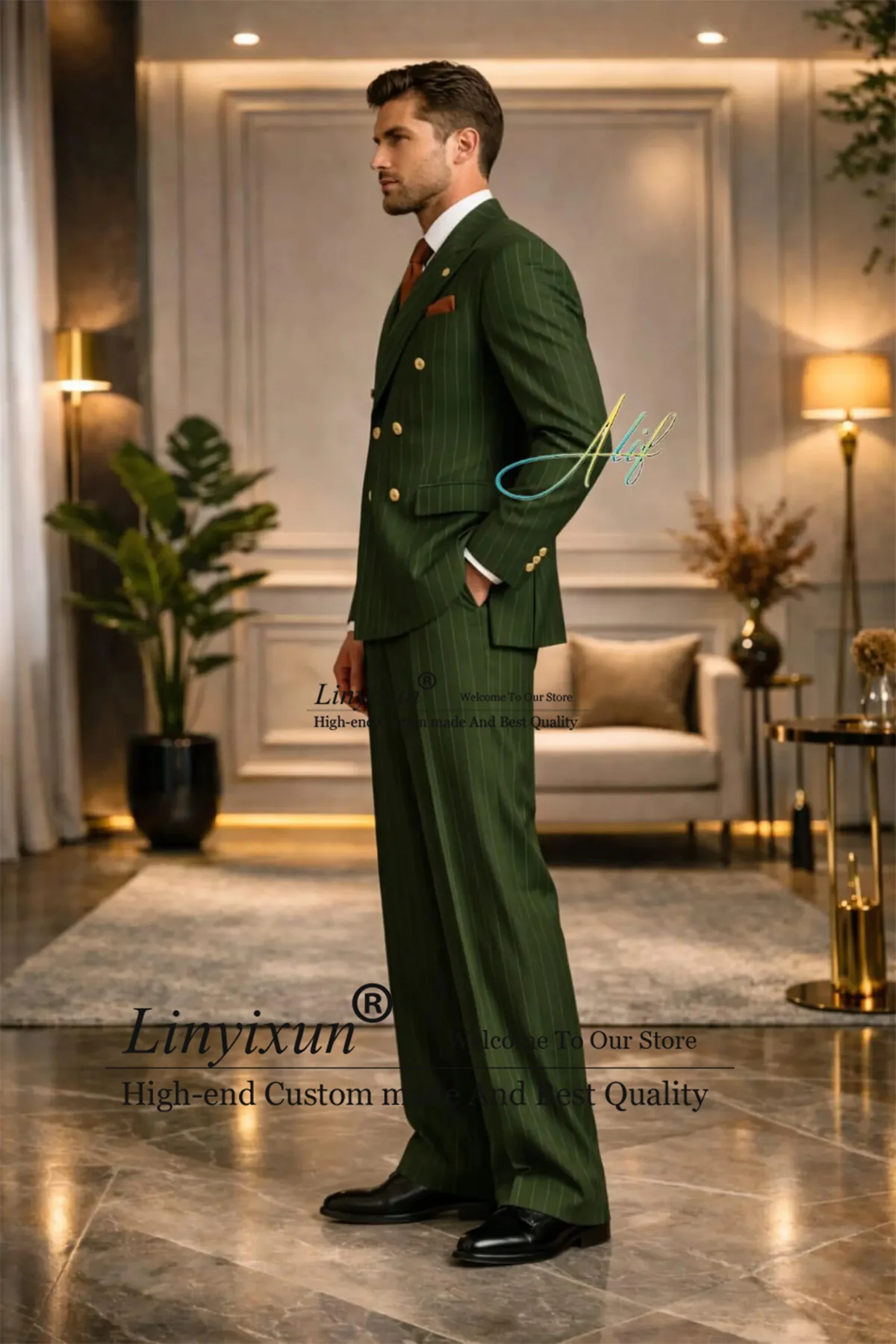 Formal Printstrip Men Suits Customized 2 Pieces Sets Groom Wedding Tuxedos Double Breasted Business Office Male Wedding Blazers
Formal Printstrip Men Suits Customized 2 Pieces Sets Groom Wedding Tuxedos Double Breasted Business Office Male Wedding Blazers