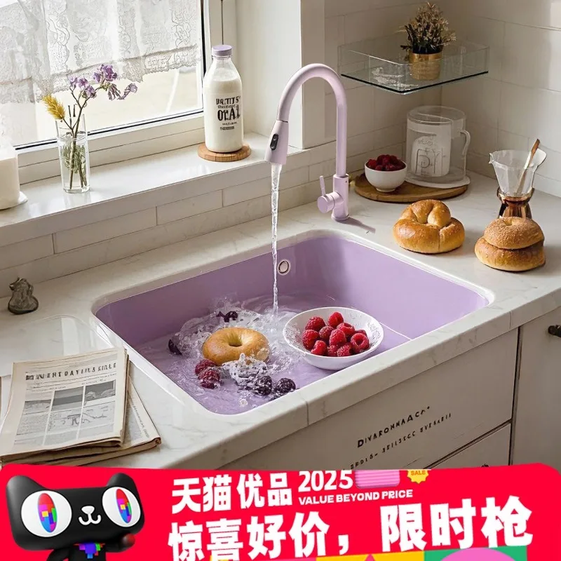 Taro Purple Quartz Stone Large Single Slot Color Kitchen Sink Sink Hand Seamless Integration Warm and Soft Feel Silent.
Taro Purple Quartz Stone Large Single Slot Color Kitchen Sink Sink Hand Seamless Integration Warm and Soft Feel Silent.
