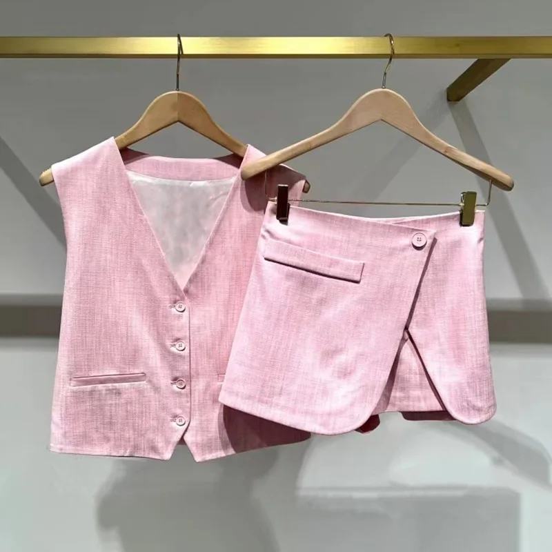 Niche 2025 spring/summer single breasted V-neck suit clip casual short culottes pink suit
Niche 2025 spring/summer single breasted V-neck suit clip casual short culottes pink suit