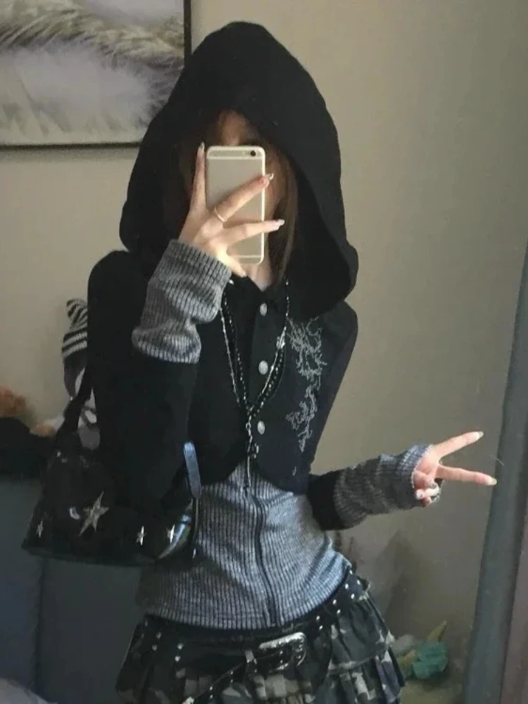 2024 Autumn Punk Vintage Patchwork Hoodie Sweaters Y2k Slim Fit Long Sleeve Knitted Tops Mujer New Cardigan Coat Sweatshirts
2024 Autumn Punk Vintage Patchwork Hoodie Sweaters Y2k Slim Fit Long Sleeve Knitted Tops Mujer New Cardigan Coat Sweatshirts