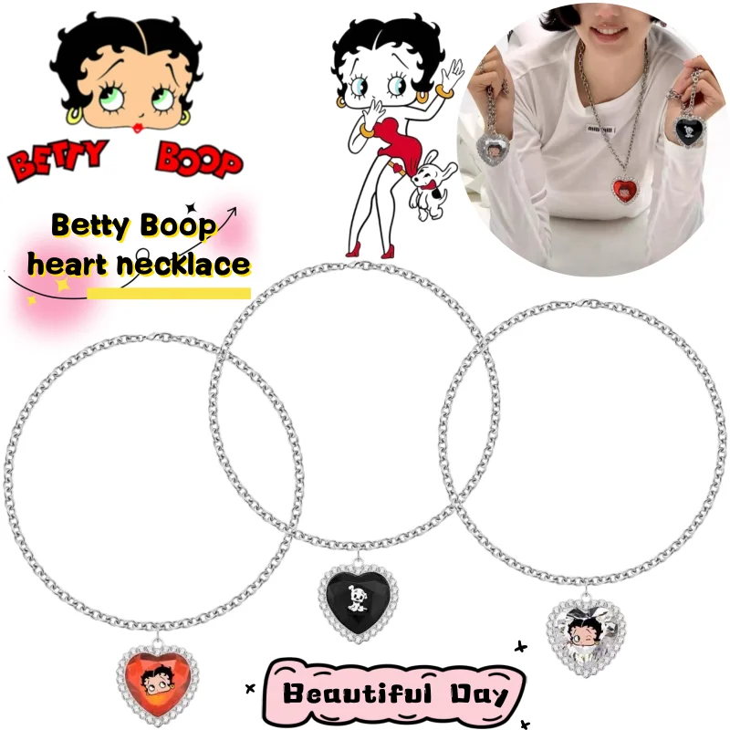 Betty Boop heart necklace with high-quality cartoon print creative and cute crystal pendant for girls simple collarbone chain
Betty Boop heart necklace with high-quality cartoon print creative and cute crystal pendant for girls simple collarbone chain