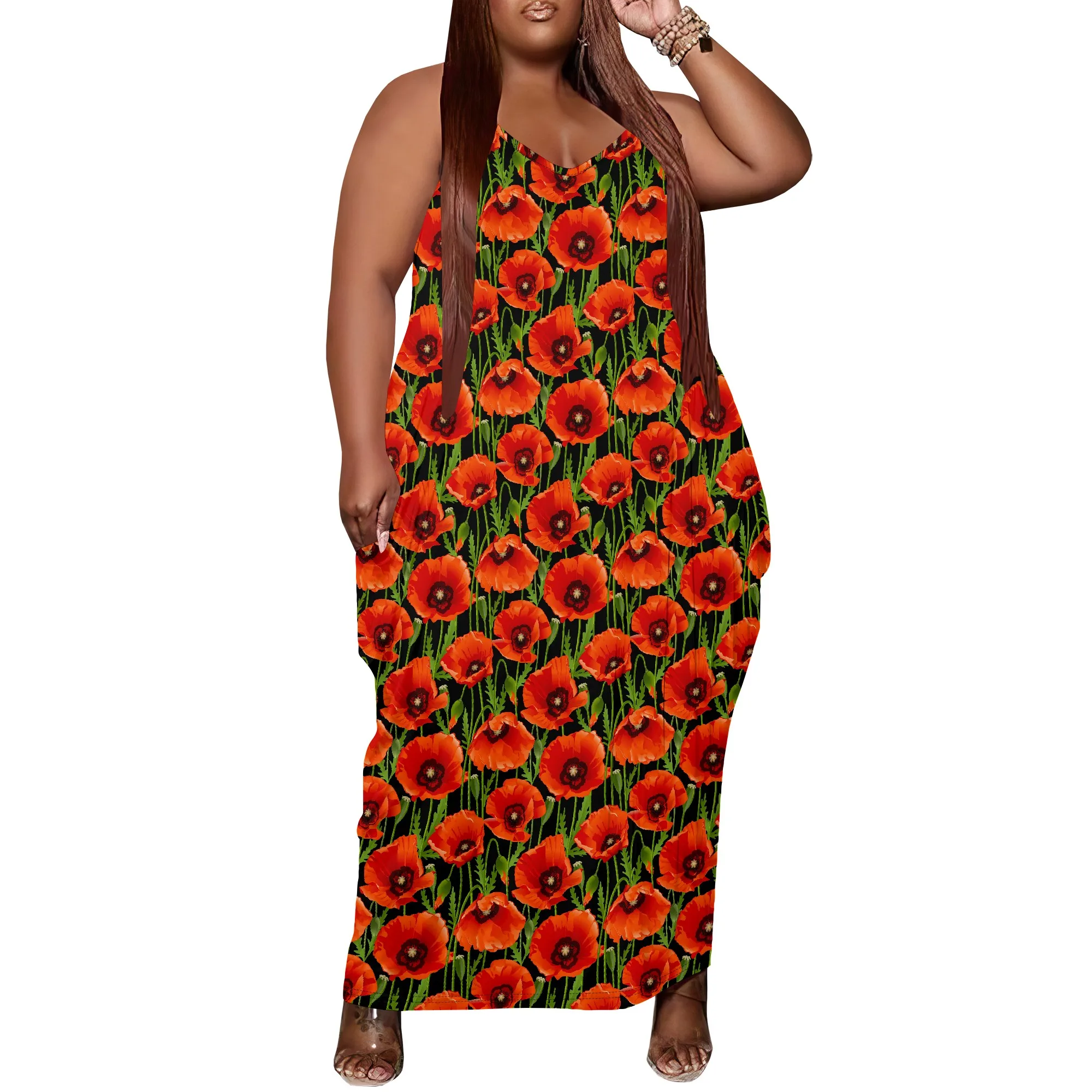 Women Plus Size Dress Floral Print Loose Strap Long Dress with Pocket Breathable Y2K XL-6XL
Women Plus Size Dress Floral Print Loose Strap Long Dress with Pocket Breathable Y2K XL-6XL