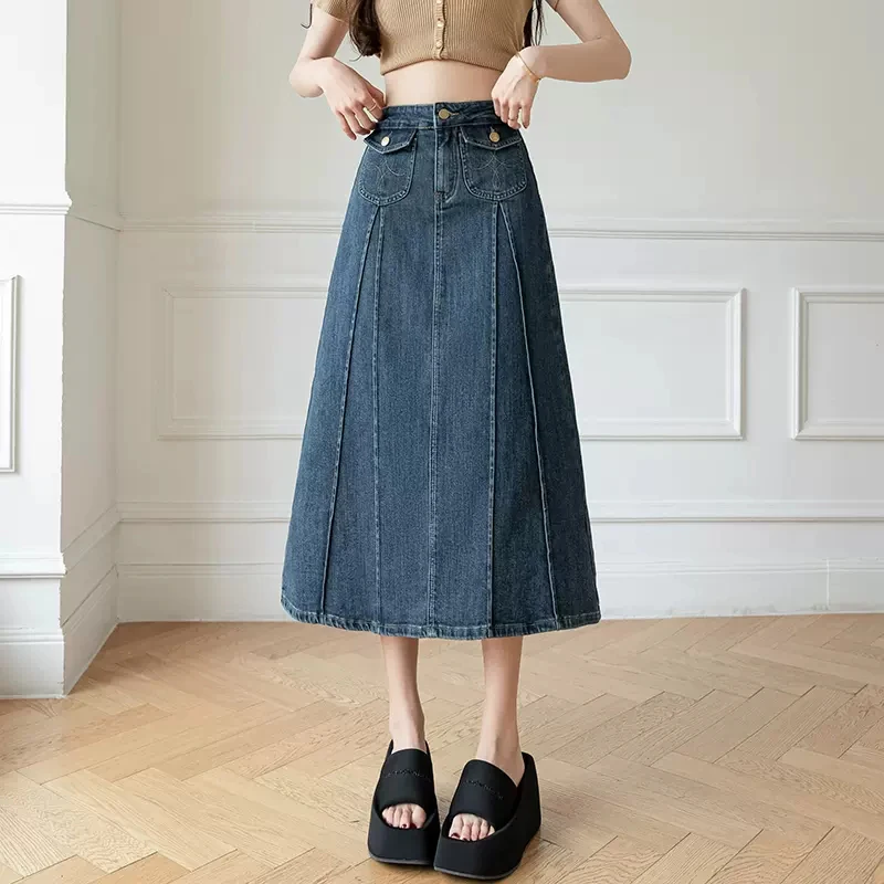 Новые женщины весна лето A-Line джинсовая юбка Мода Высокая талия лоскутное Mid-Calf Юбка Винтаж свободные все матч джинсы юбка
Новые женщины весна лето A-Line джинсовая юбка Мода Высокая талия лоскутное Mid-Calf Юбка Винтаж свободные все матч джинсы юбка