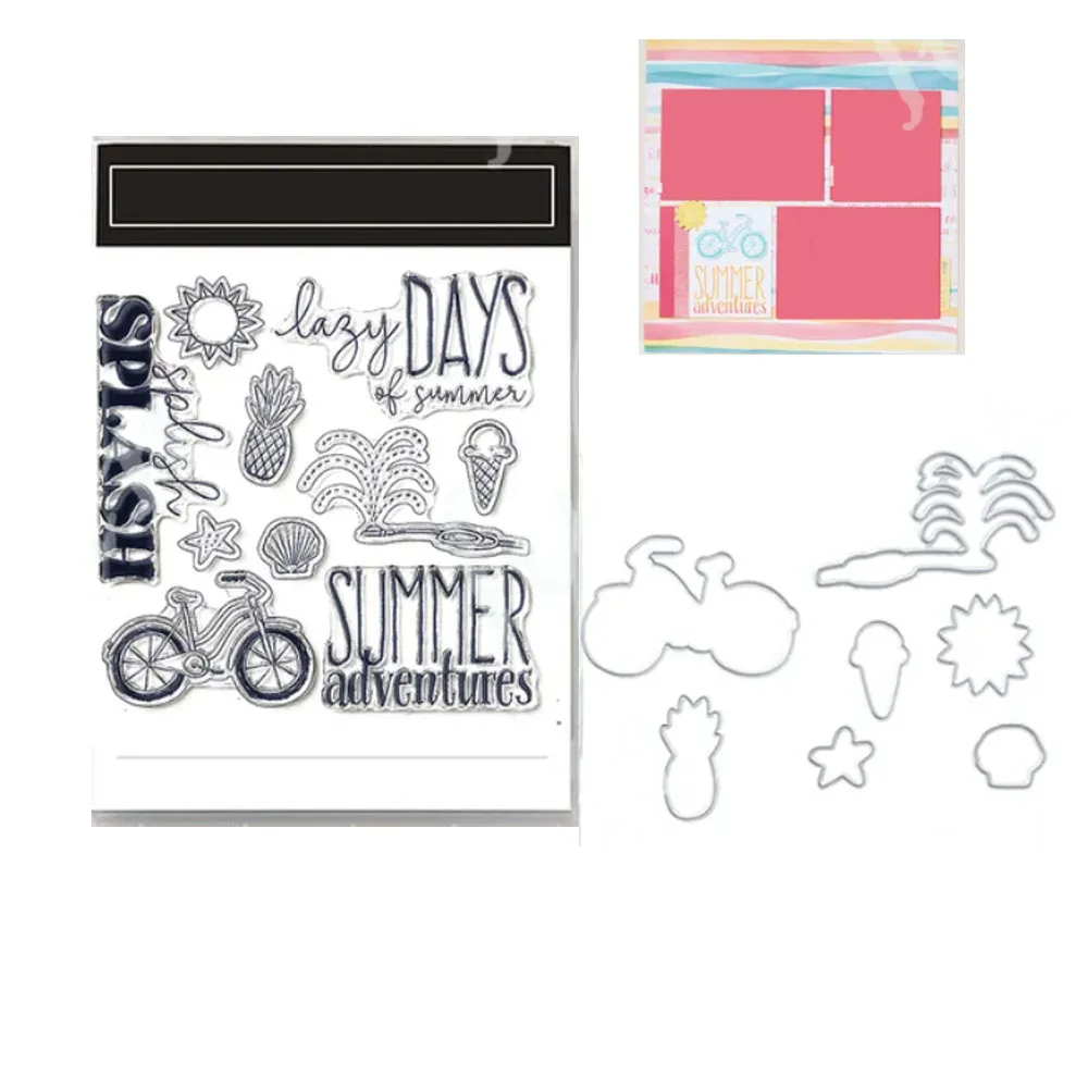 Bicycle Summer Metal Cutting Dies And Clear Stamps DIY Card Album Making Scrapbooking Christmas Dies Embossing Template New
Bicycle Summer Metal Cutting Dies And Clear Stamps DIY Card Album Making Scrapbooking Christmas Dies Embossing Template New