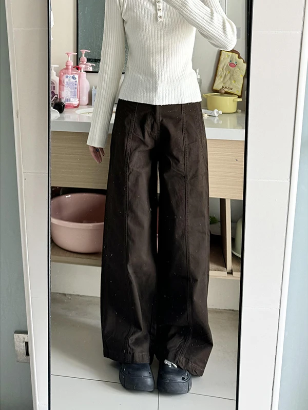 Ретро-джинсы женские коричневые широкие свободного кроя с высокой талией, осенне-зимние, новые, повседневные брюки, бренд PmORh
Ретро-джинсы женские коричневые широкие свободного кроя с высокой талией, осенне-зимние, новые, повседневные брюки, бренд PmORh