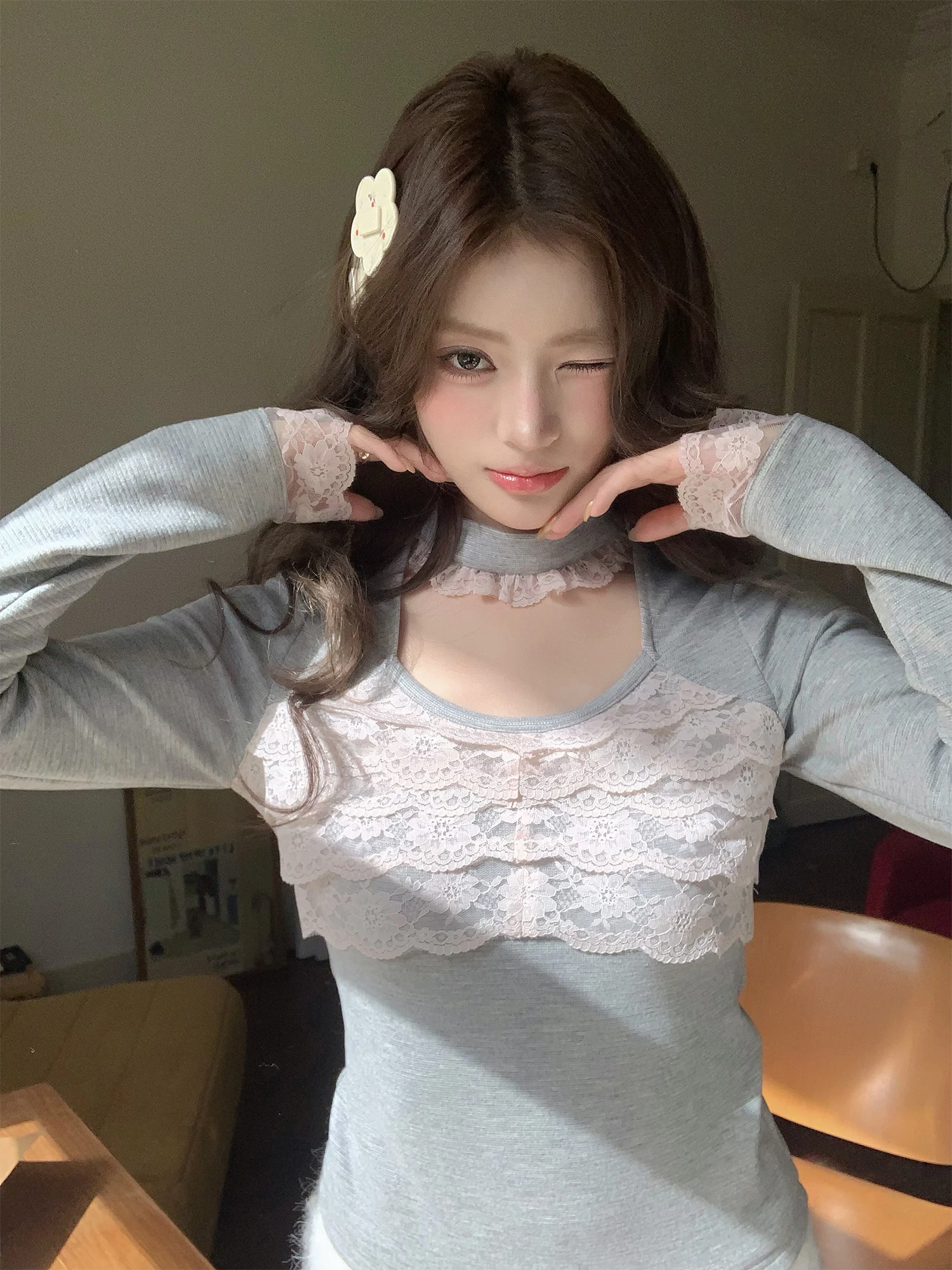 Sweet Sle Knitted Lace Embroidery Women's Base irt Inner Wear Thi Long Sve High Collar Fitted Model New Winter 2025
Sweet Sle Knitted Lace Embroidery Women's Base irt Inner Wear Thi Long Sve High Collar Fitted Model New Winter 2025