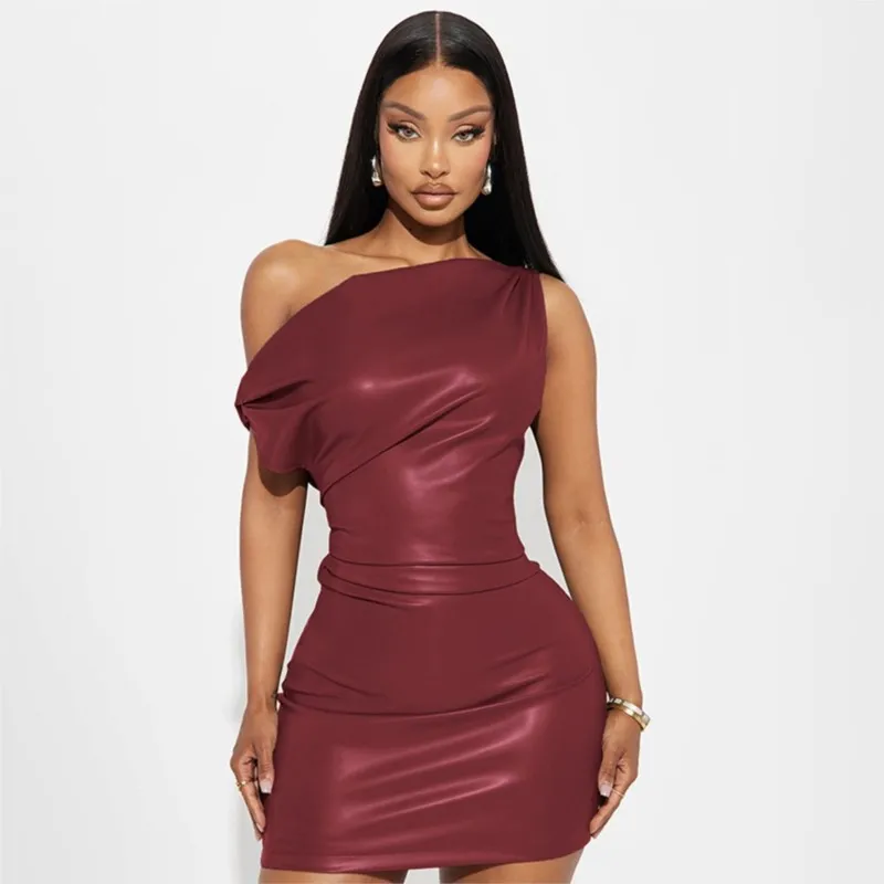Party Lady s Solid Color Dress Sexy Sleeveless Slim Elastic Package Hip Tee Skirt Pu Faux Leather Tube Mini Short Dress
Party Lady s Solid Color Dress Sexy Sleeveless Slim Elastic Package Hip Tee Skirt Pu Faux Leather Tube Mini Short Dress