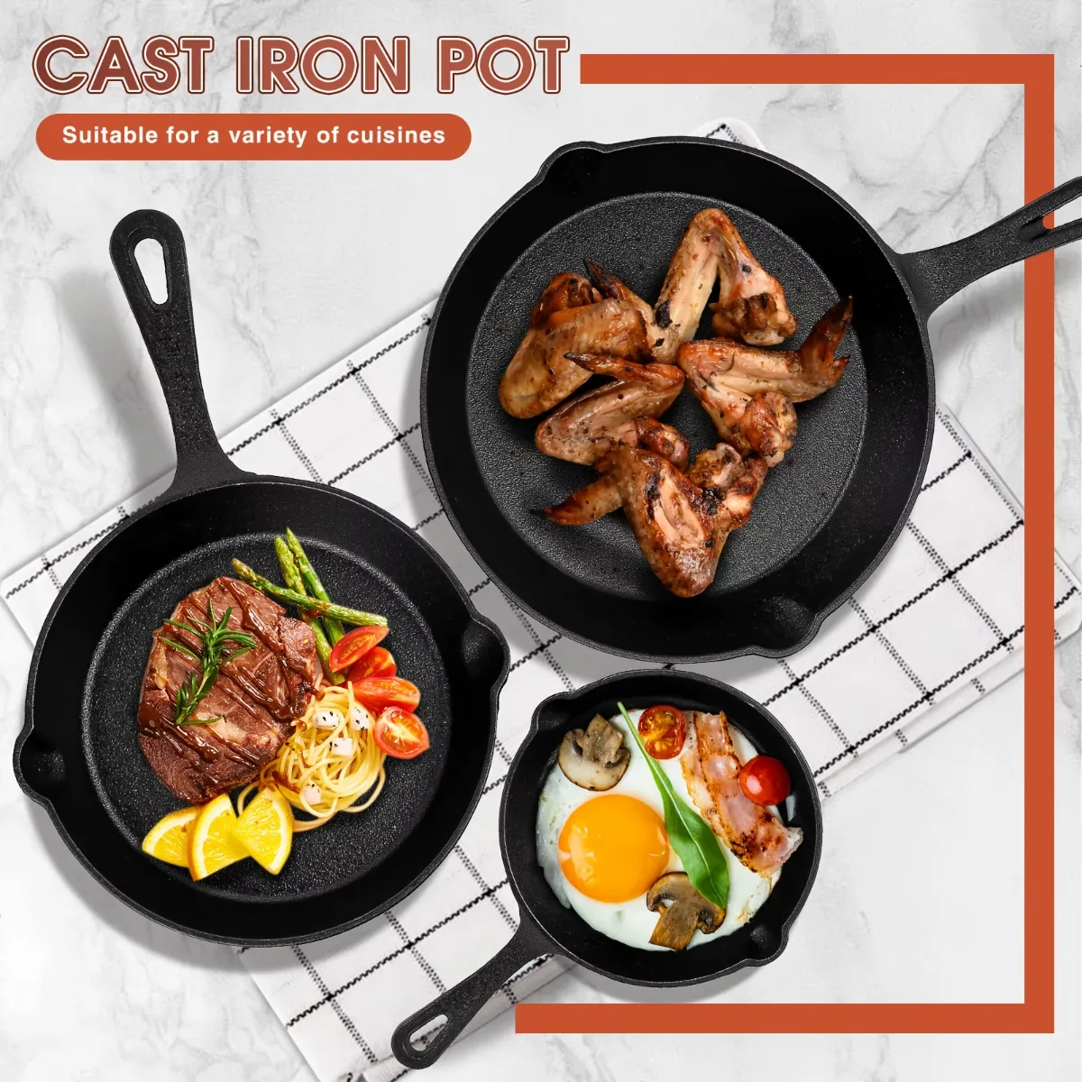 3PCS Cast Iron Skillet Set, Non-Stick Frying Pans with Drip Spout for Camping, RV & Home Cooking
3PCS Cast Iron Skillet Set, Non-Stick Frying Pans with Drip Spout for Camping, RV & Home Cooking