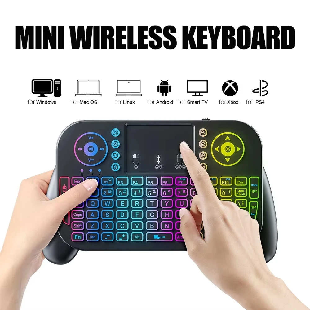 V8 2,4G Мини Беспроводная Клавиатура 7-цветная Подсветка Английская Bluetooth Air Mouse Пульт Дистанционного Управления Тачпад для Android TV Box PC
V8 2,4G Мини Беспроводная Клавиатура 7-цветная Подсветка Английская Bluetooth Air Mouse Пульт Дистанционного Управления Тачпад для Android TV Box PC